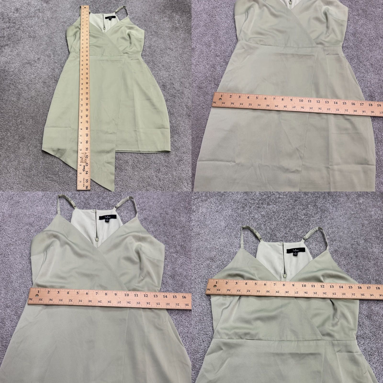 Lulus Lulus What A Stunner Satin Asymmetrical Wrap Mini Dress Womens Small Sage Green Satin Asymmetric Mini Dress Womens Small Green 90s Size S / US 4 / IT 40 - 9 Thumbnail