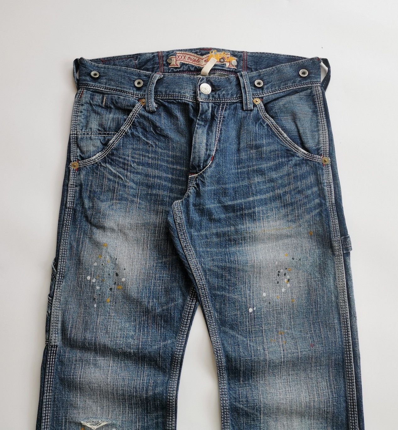 Edwin Liberto Utility Work Carpenter Distressed Ankle Jeans Size US 32 / EU 48 - 4 Thumbnail
