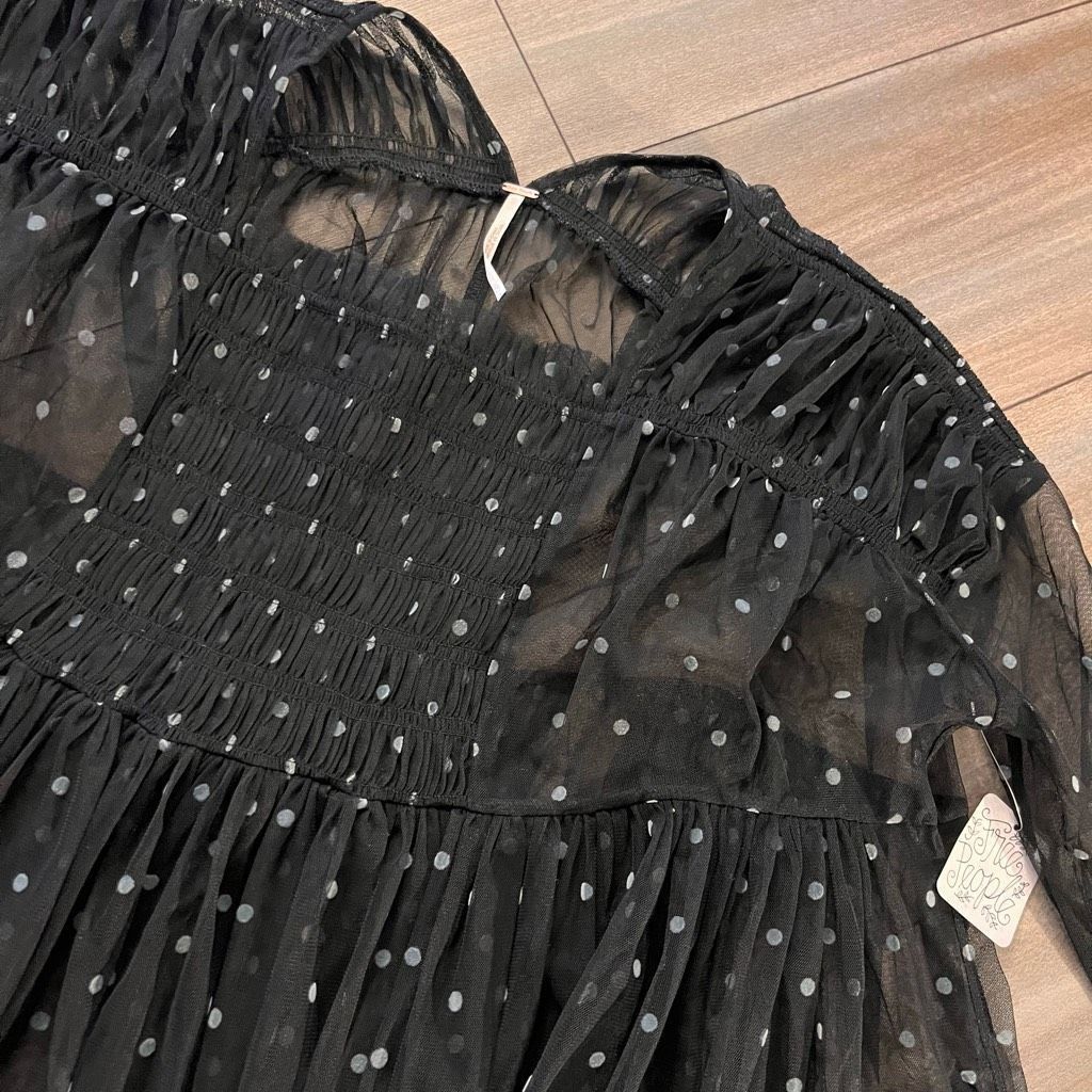 Free People NEW Free People $98 Black Saya Sheer Tee Women Small Bin N-3 Size S / US 4 / IT 40 - 2 Thumbnail