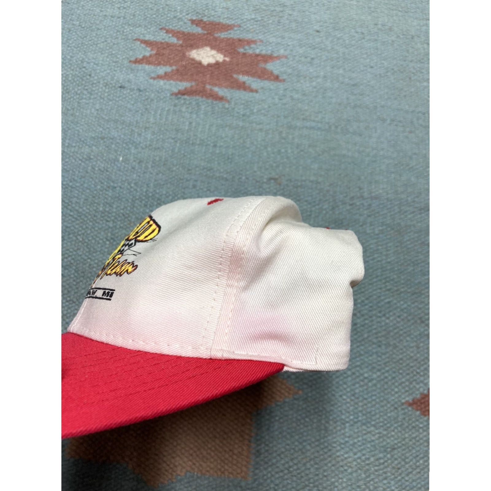 Vintage VINTAGE SnapBack hat cap Masud racing team Saginaw Michigan smiley face 90s Mens Adjustable White Snapback 90s Mens Size ONE SIZE - 4 Thumbnail