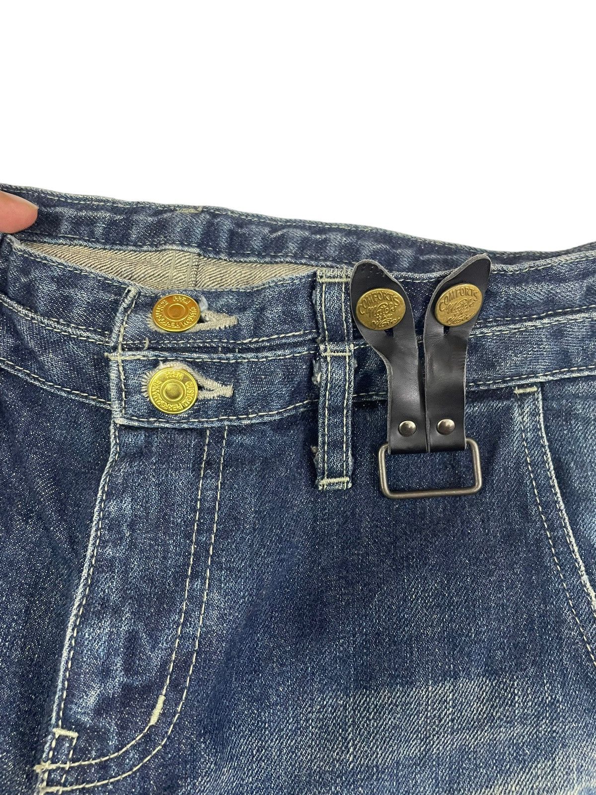 PPFM Vintage PPFM Double Waist Carpenter Jeans Leather Buckles Size US 33 - 7 Thumbnail