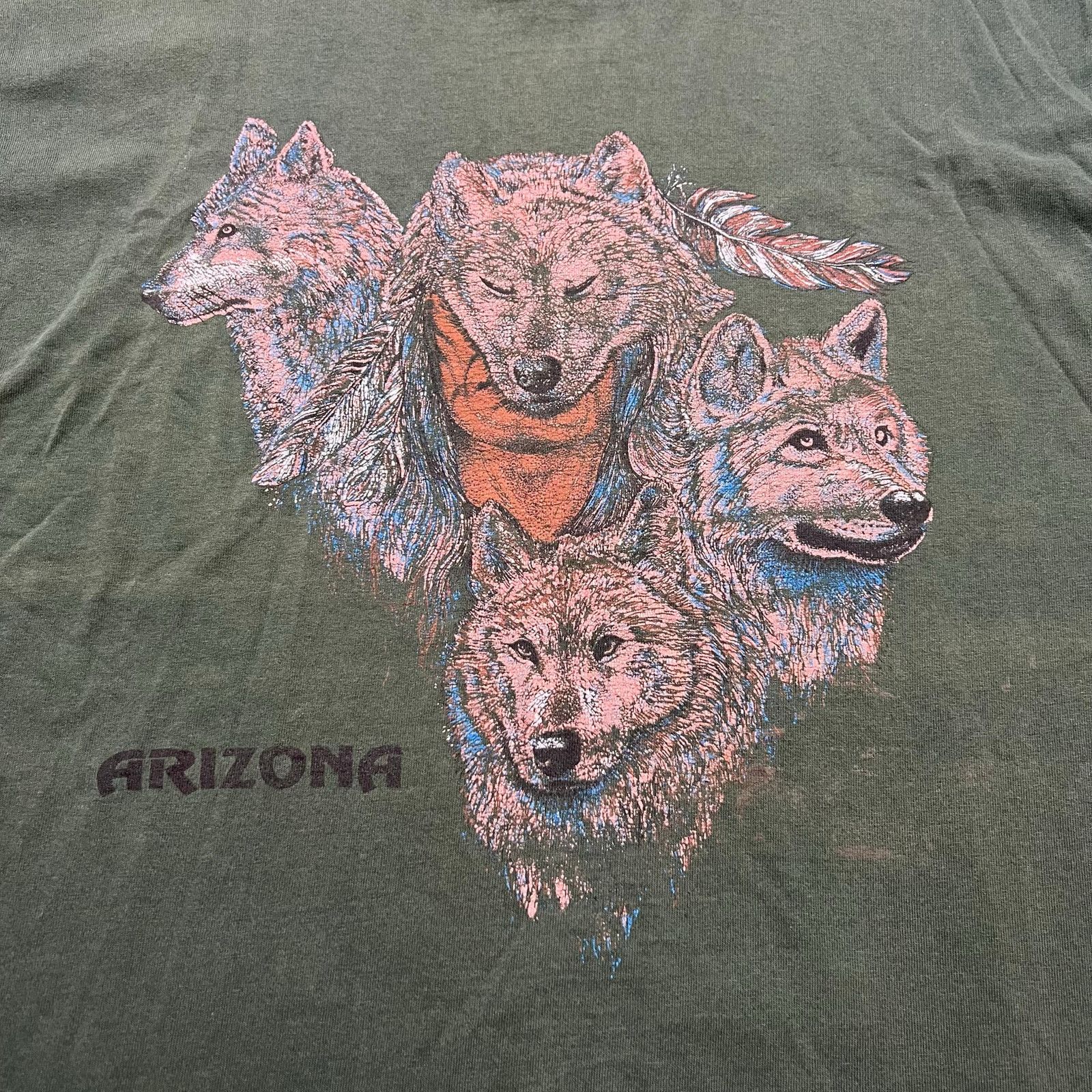 Vintage Vintage 90s Arizona Wolf T Shirt Single Stitch Faded L/XL Size US L / EU 52-54 / 3 - 2 Thumbnail