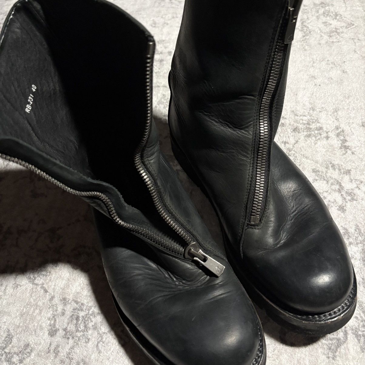 RIPVANWINKLE RIPVANWINKLE Spiral Zip Leather Creeper Boots Black | 40 Size US 9 / EU 42 - 3 Thumbnail