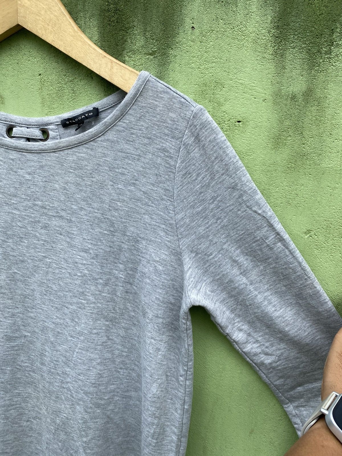Japanese Brand Staccato Modern Grey Lace-Up Back Top Subtle Statement Piece Size M / US 6-8 / IT 42-44 - 5 Thumbnail
