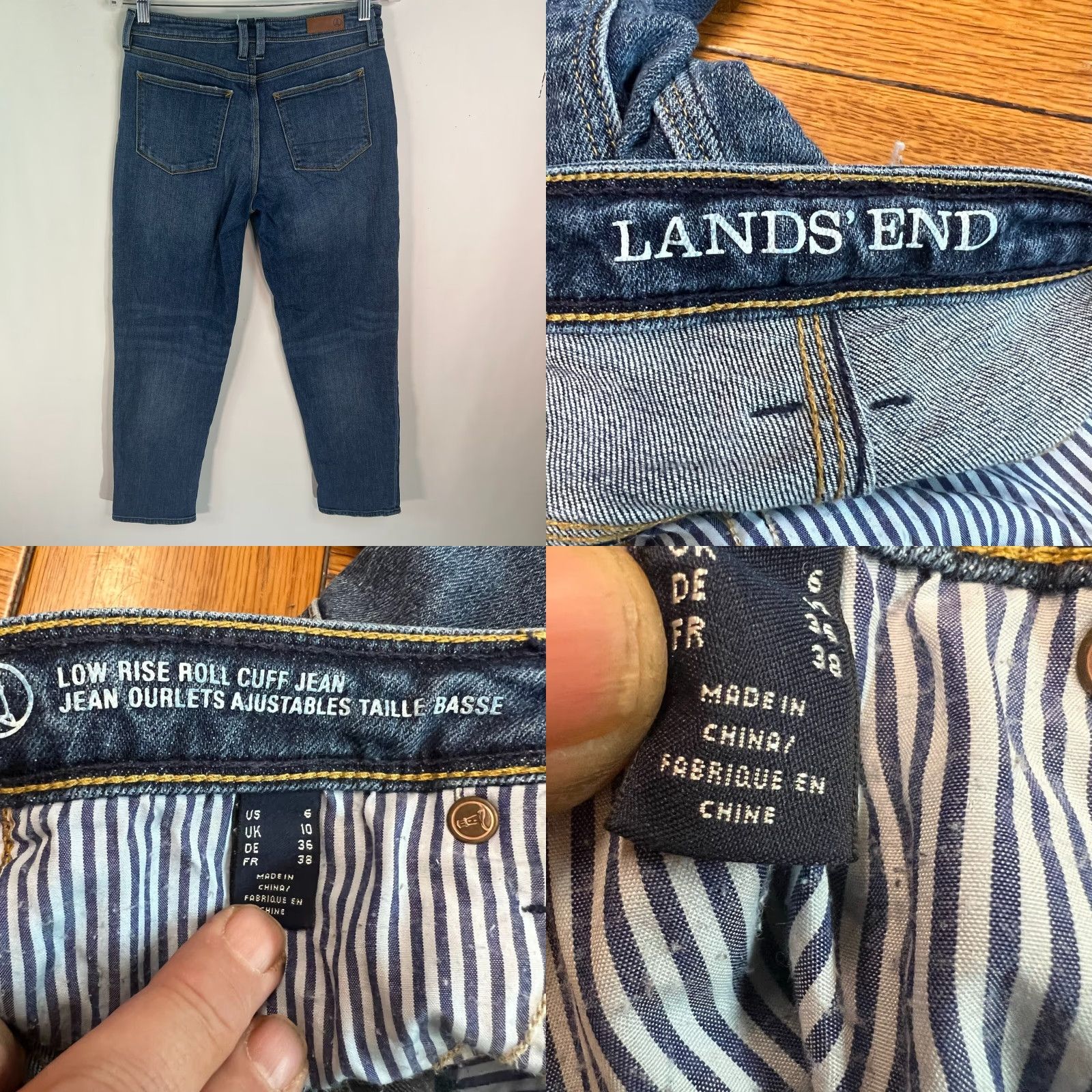 Lands' End Lands' End Womens Low Rise Denim Jeans Size 6 30x27 Blue 5-Pocket Design Zip Closure Straight Cuffed 27 in Cotton Blend Regular Size 28" / US 6 / IT 42 - 8 Thumbnail