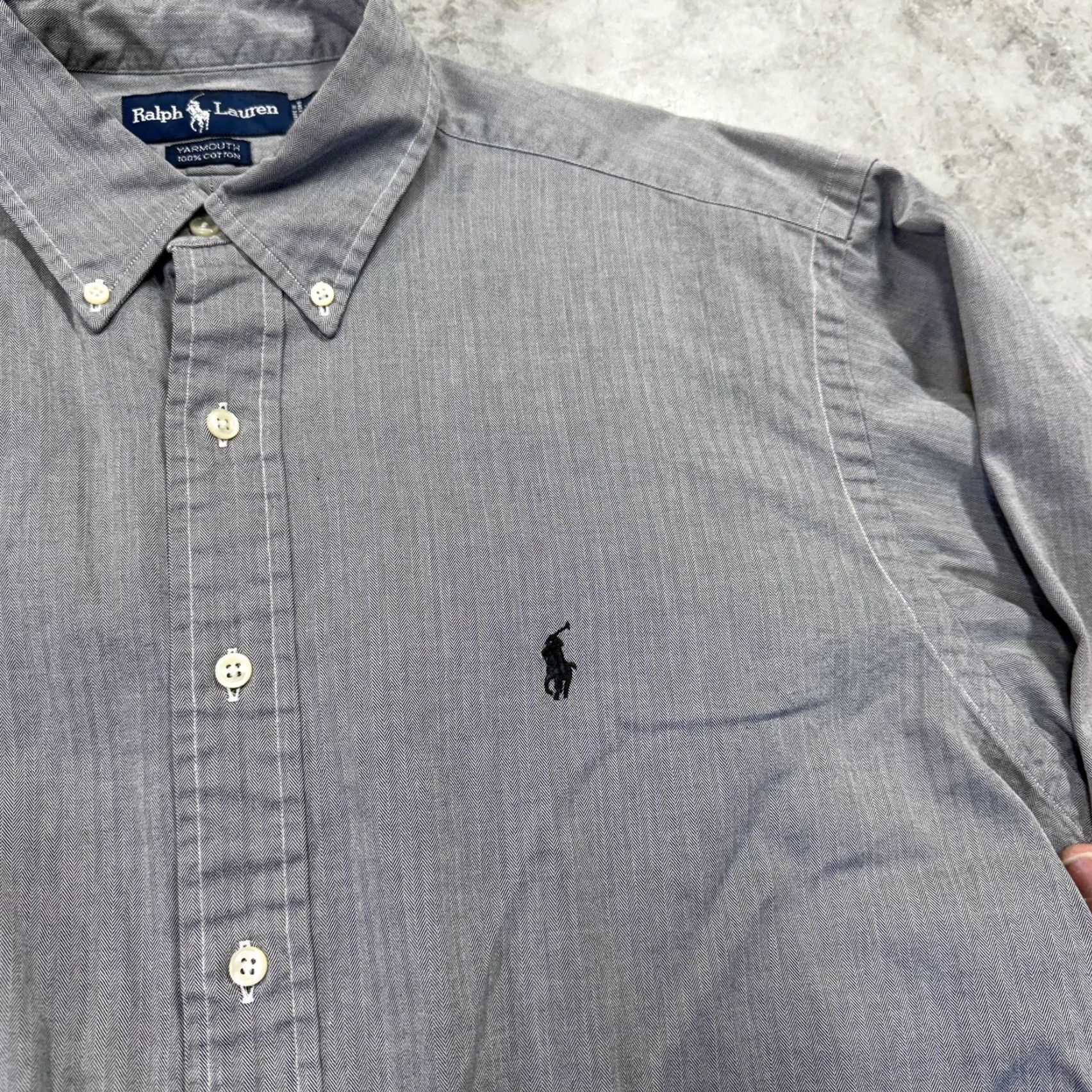 Ralph Lauren Ralph Lauren Shirt Mens Large Gray Herringbone Button Down Long Sleeve Pony Logo Button-Up Vintage Style XX Size US L / EU 52-54 / 3 - 4 Thumbnail