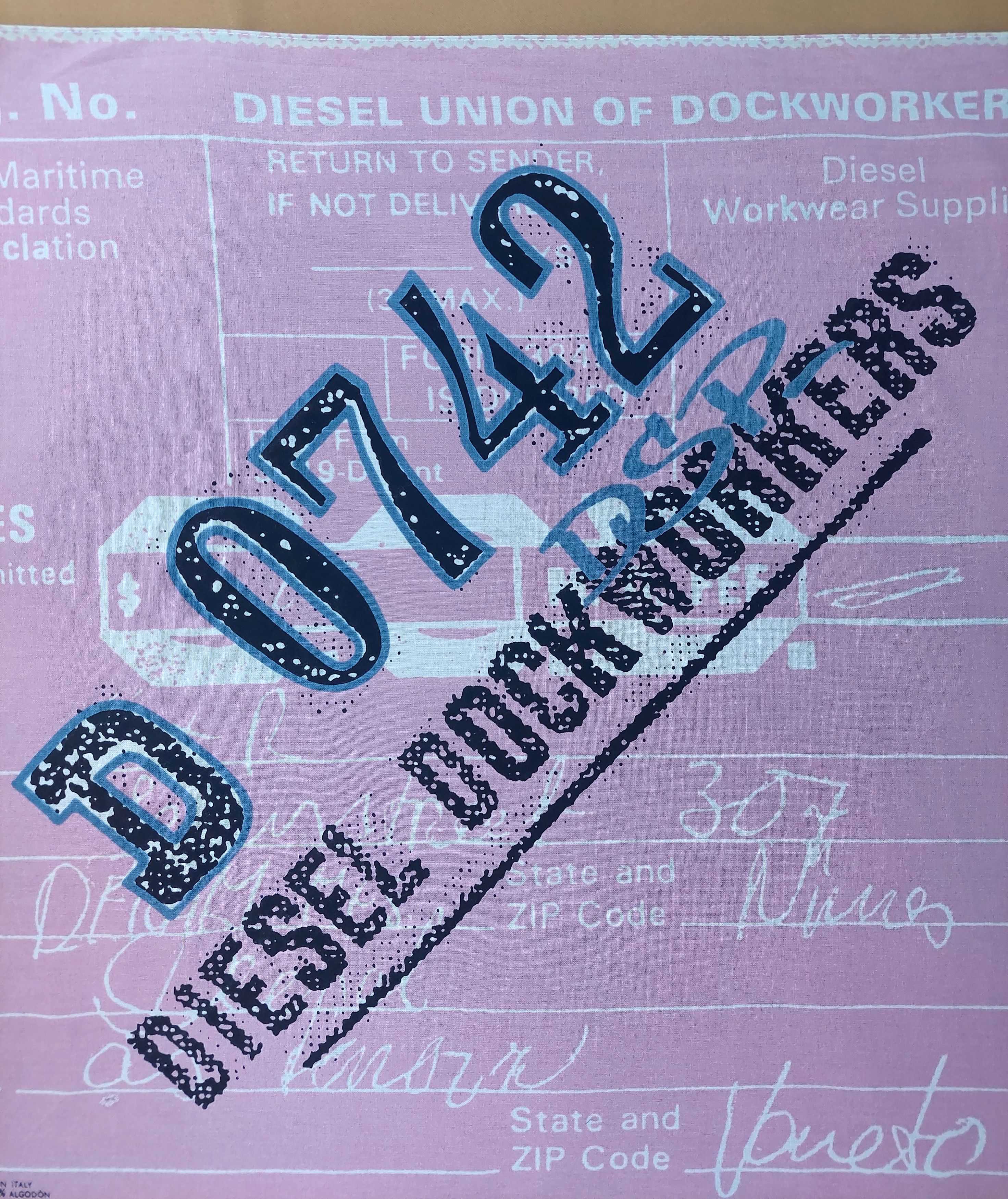 Diesel Vintage Diesel Pink Bandana Graphic Union of Dockworkers Y2K Size ONE SIZE - 14 Thumbnail