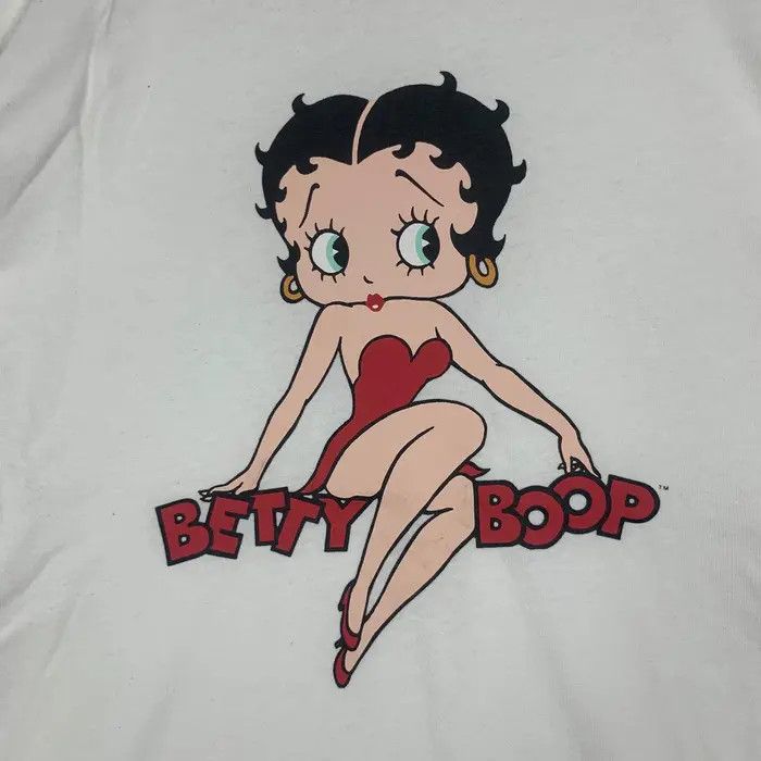 Vintage BETTY BOOP x DENIFITS Racing Flag Sleeve Cartoon Tee Shirt Size M / US 6-8 / IT 42-44 - 5 Thumbnail