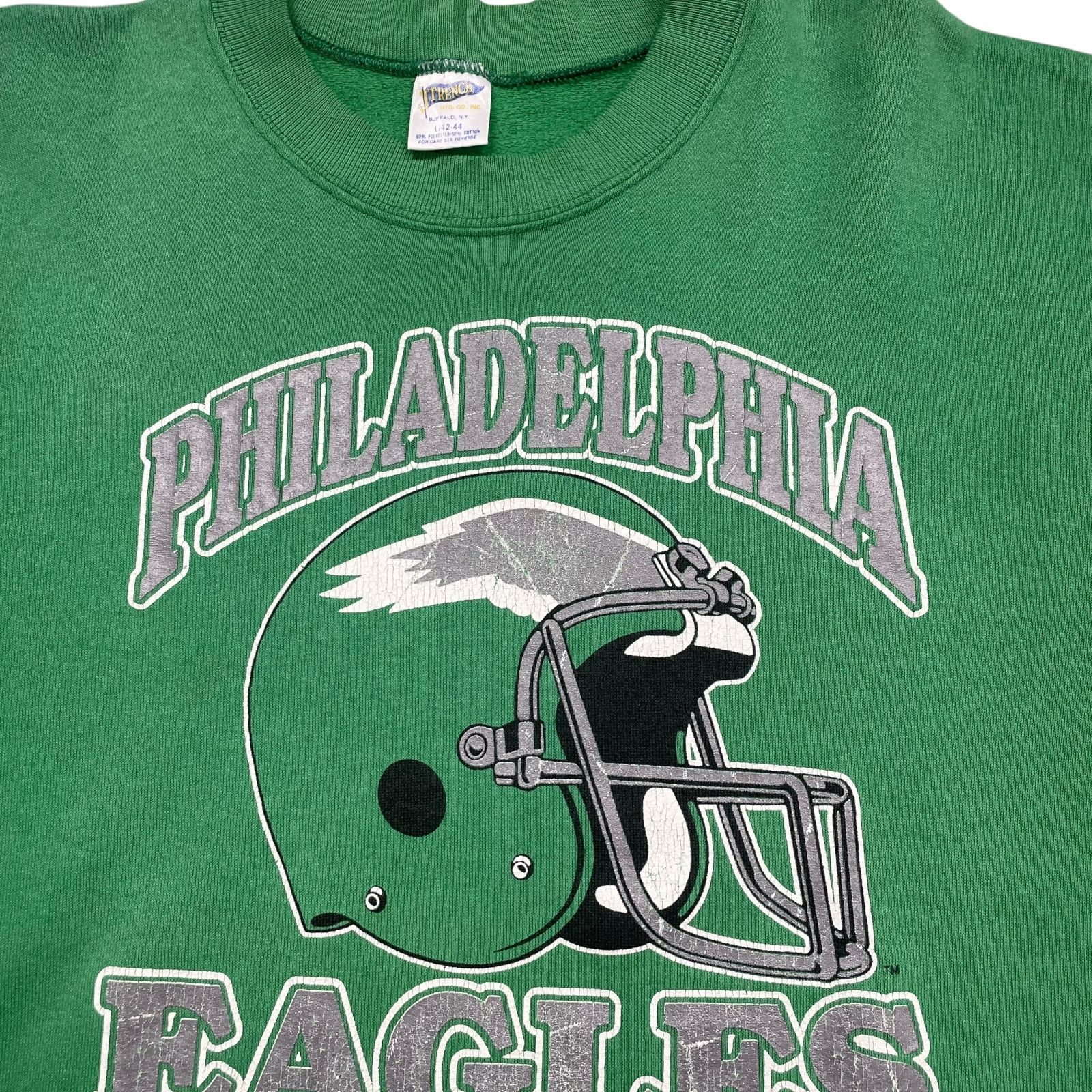 NFL VTG 90s PHILADELPHIA EAGLES TRENCH SWEATSHIRT KELLY GREEN Size US L / EU 52-54 / 3 - 4 Thumbnail