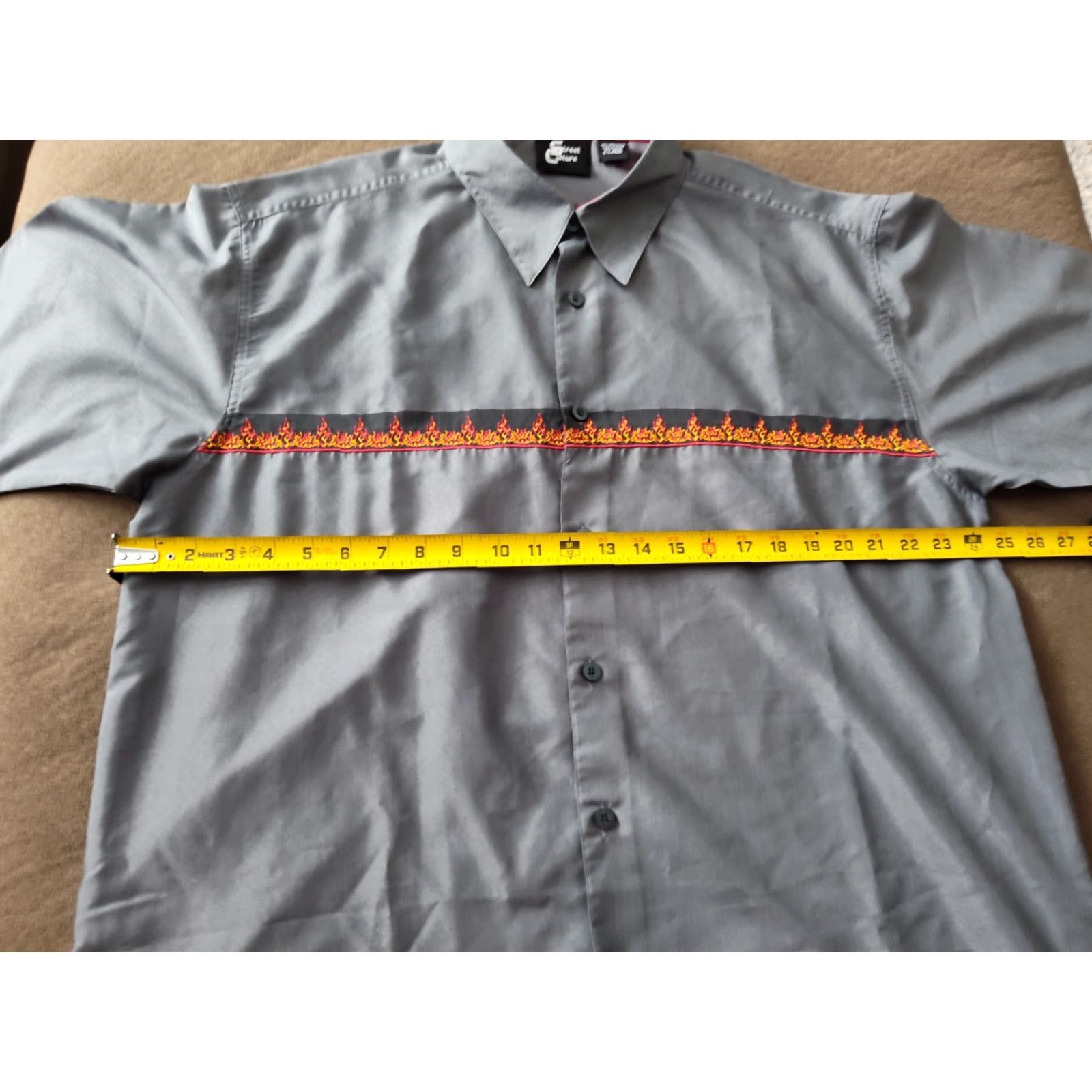 Vintage Street Culture Shirt Mens XL Button Up Short Sleeve Gray Flames Hawaiian Size US XL / EU 56 / 4 - 7 Thumbnail