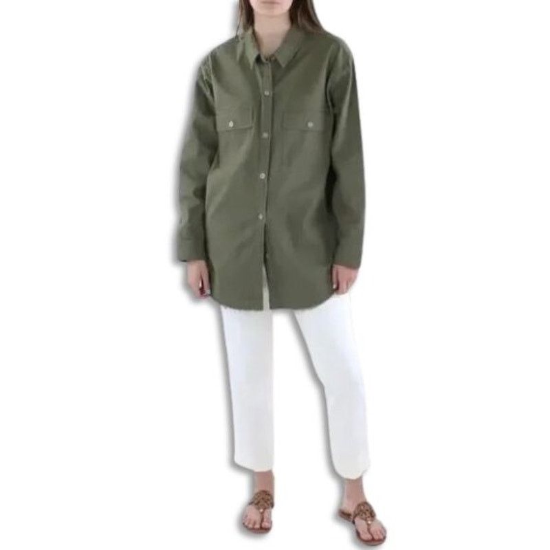 Other Jessica Simpson Shirt Jacket Button-Down Denim Green XS NWT Size XS / US 0-2 / IT 36-38 - 1 Thumbnail