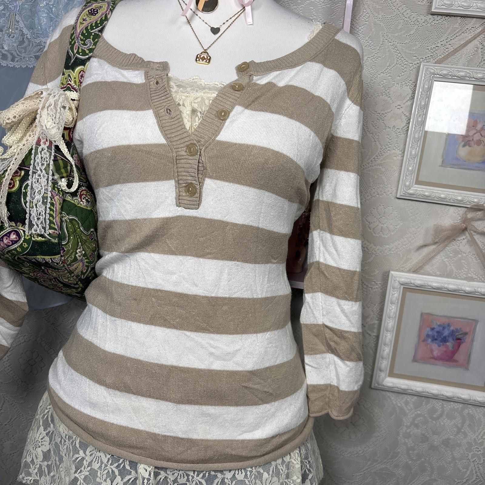 Other y2k cozy striped henley sweater Size M / US 6-8 / IT 42-44 - 2 Thumbnail