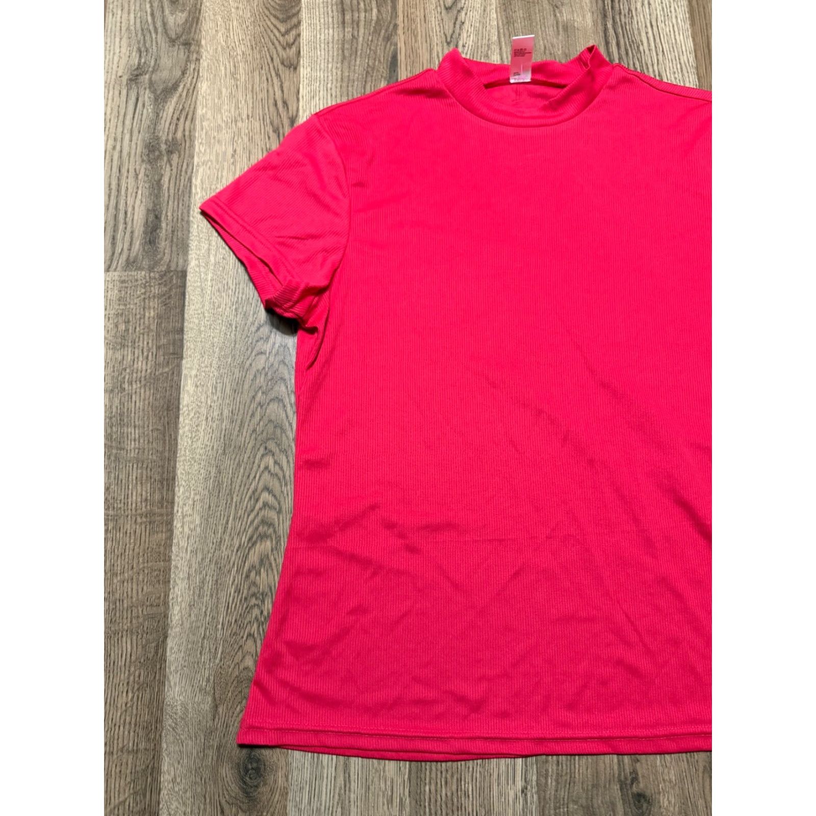 Vintage Just Be Shirt Women's Size XL Red Short Sleeve Rib Mock Neck NWT Size XL / US 12-14 / IT 48-50 - 3 Thumbnail