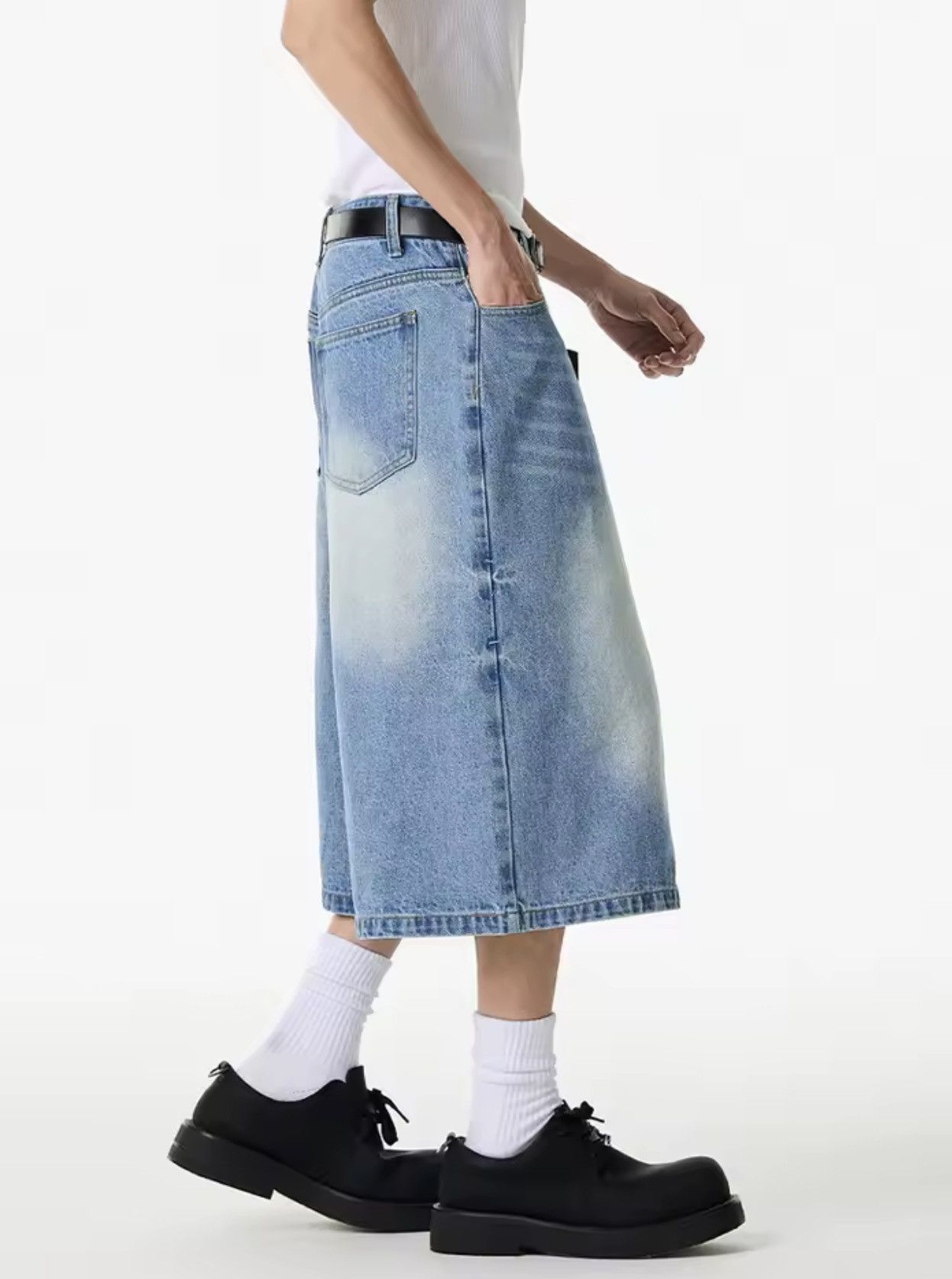Other Streetwear Washed Blue Loose Wide Leg Hip Hop Jorts Size US 30 / EU 46 - 3 Thumbnail