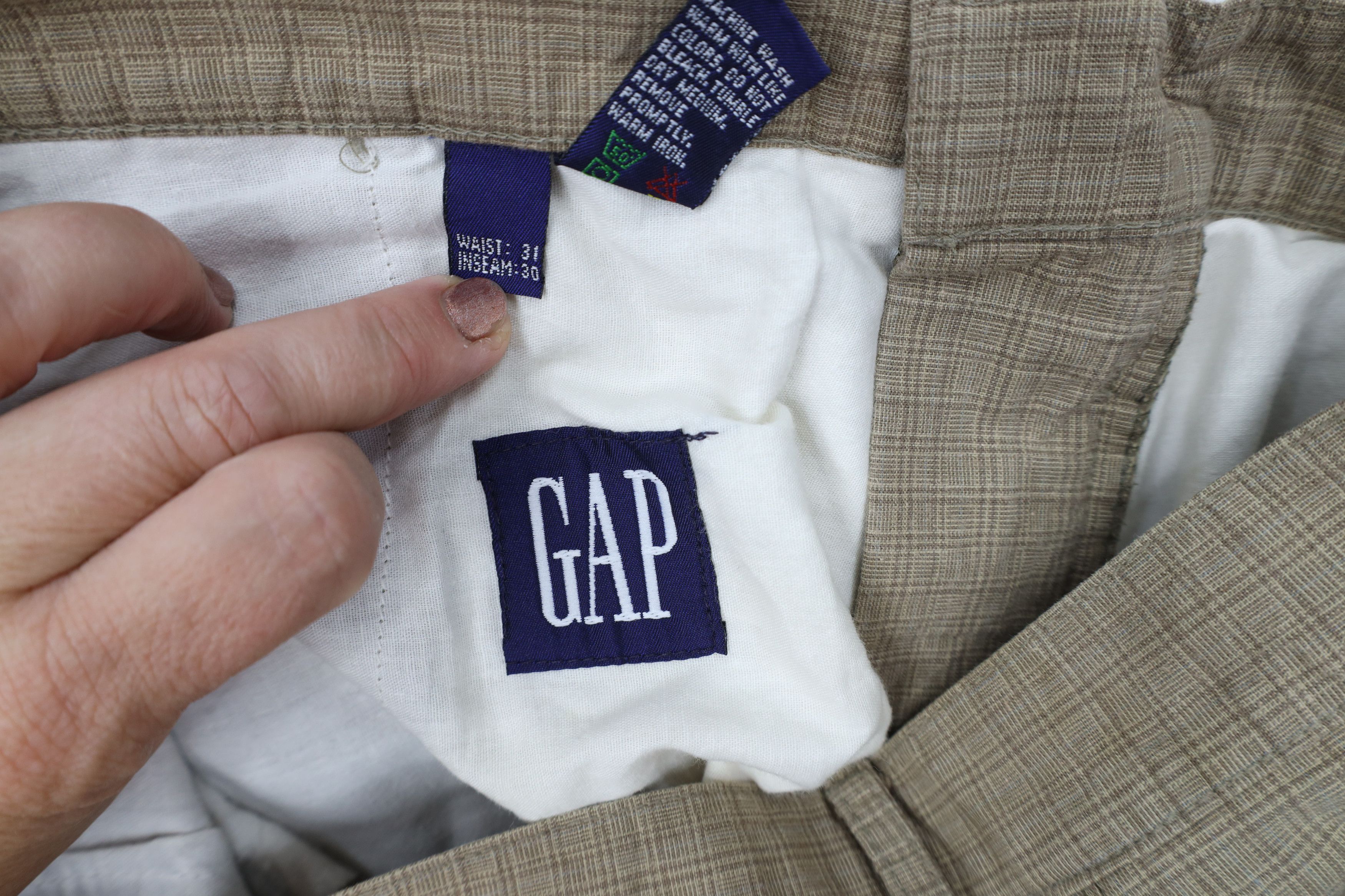 Gap Vintage 90s Gap Pleated Tapered Leg Chino Pants Plaid USA Size US 31 - 6 Thumbnail