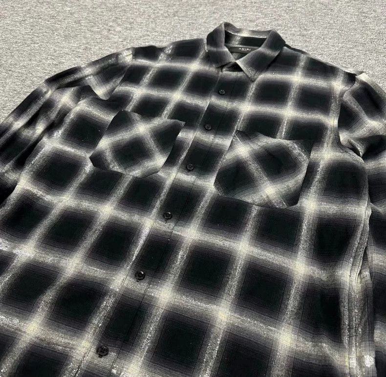 Amiri Amiri Silver Thread Plaid Shirt Size US M / EU 48-50 / 2 - 3 Thumbnail