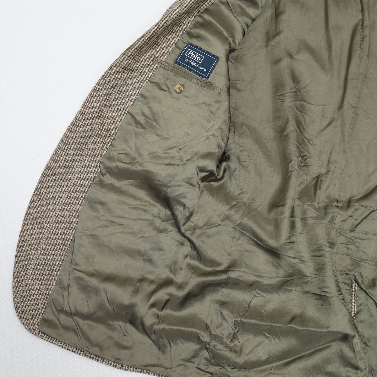 Polo Ralph Lauren Polo Ralph Lauren Vintage Houndstooth Blazer Silk Flax Wool Size 42R - 20 Thumbnail
