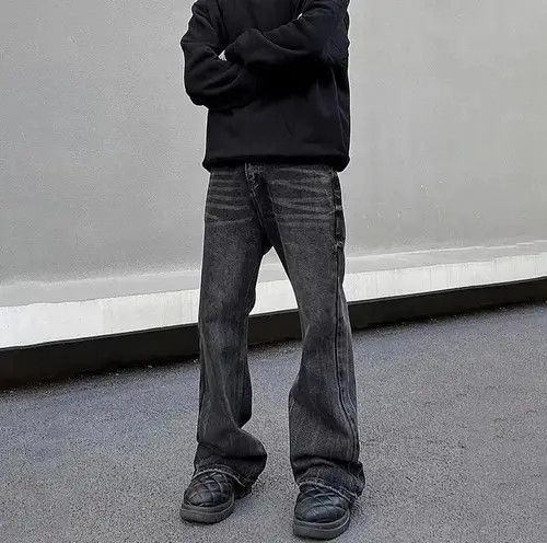 Designer × Japanese Brand × Jean Loose Straight-leg Flared Black Jeans Size US 31 - 1 Thumbnail