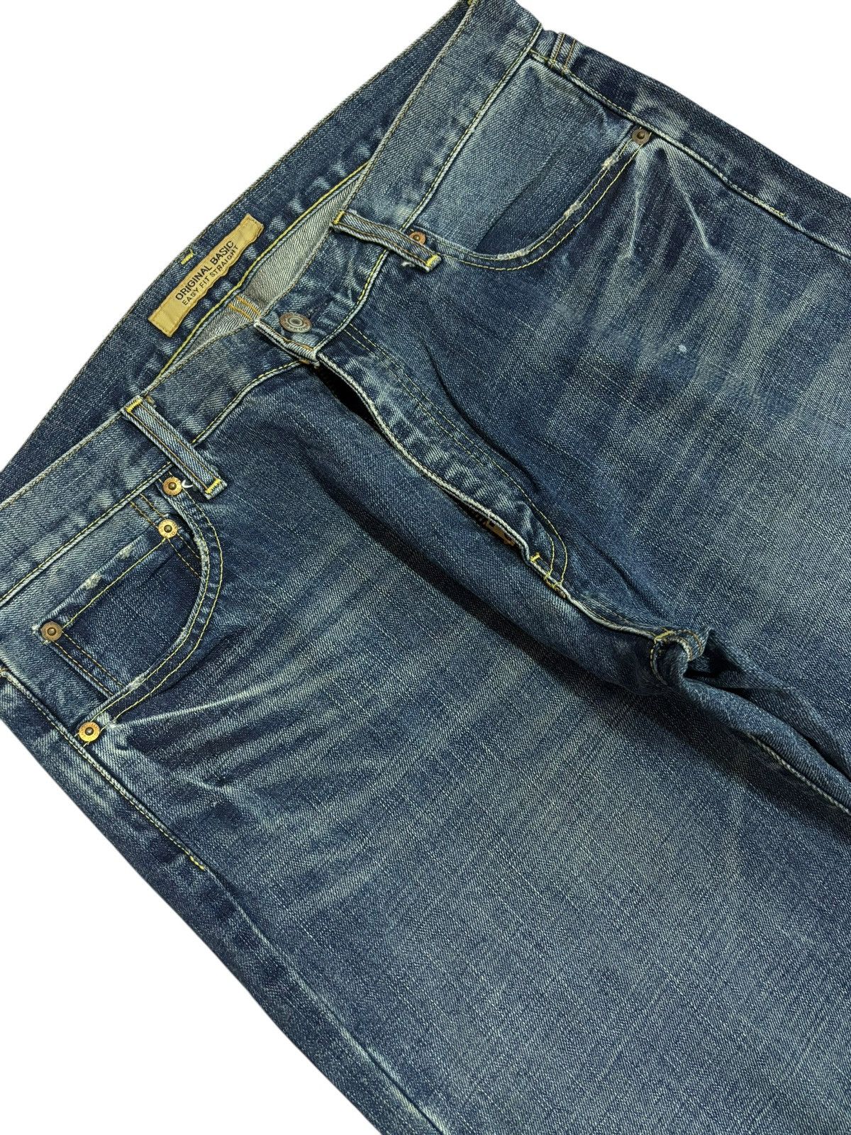 Japanese Brand × Kaihara Denim × Vintage Vintage Kaihara Uniqlo S-003 Faded Straight Jeans Size US 35 - 3 Thumbnail