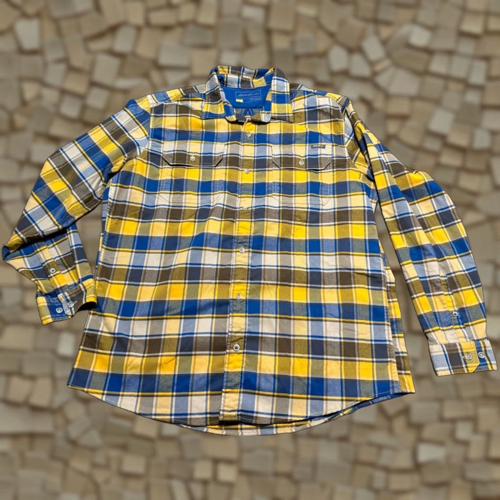 Eddie Bauer Eddie Bauer Shirt Men XL Blue Brown Yellow Plaid Long Sleeve Button Up Shirt Size US XL / EU 56 / 4 - 1 Thumbnail