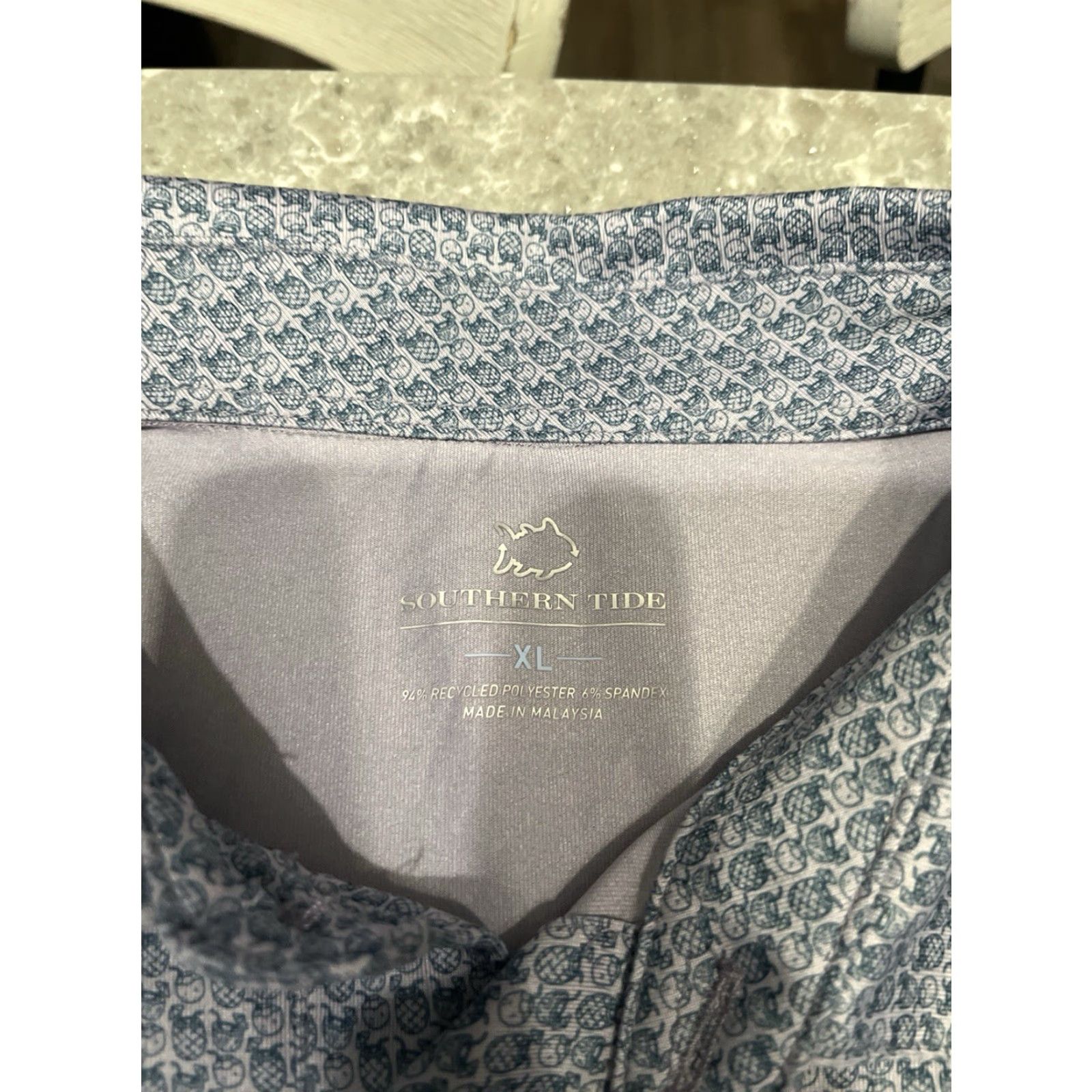 Southern Tide Southern Tide Polo Shirt Mens XL Purple Floral AOP Performance Golf Polo Short Sleeve Pineapple Print Preppy Style Mens Size US XL / EU 56 / 4 - 2 Thumbnail