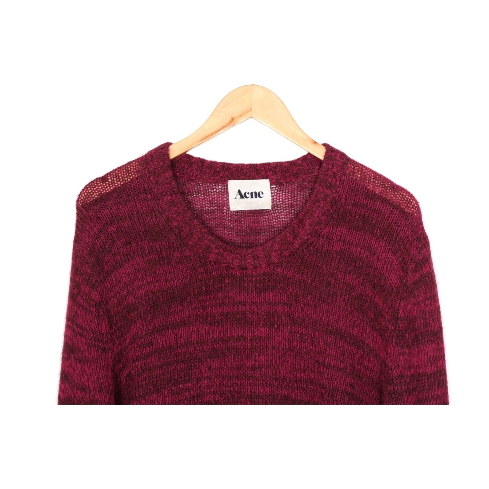 Vintage ACNE SINGER AW12 Crew Neck Knit Wool Mohair Jumper Sweater Women L Purple Melange Knitwear Pullover Jumper Womens Size L / US 10 / IT 46 - 2 Thumbnail