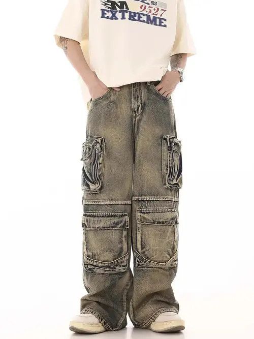 Japanese Brand Streetwear Cargo Multi Pocket Loose Baggy Pants Jeans Size US 30 / EU 46 - 2 Thumbnail