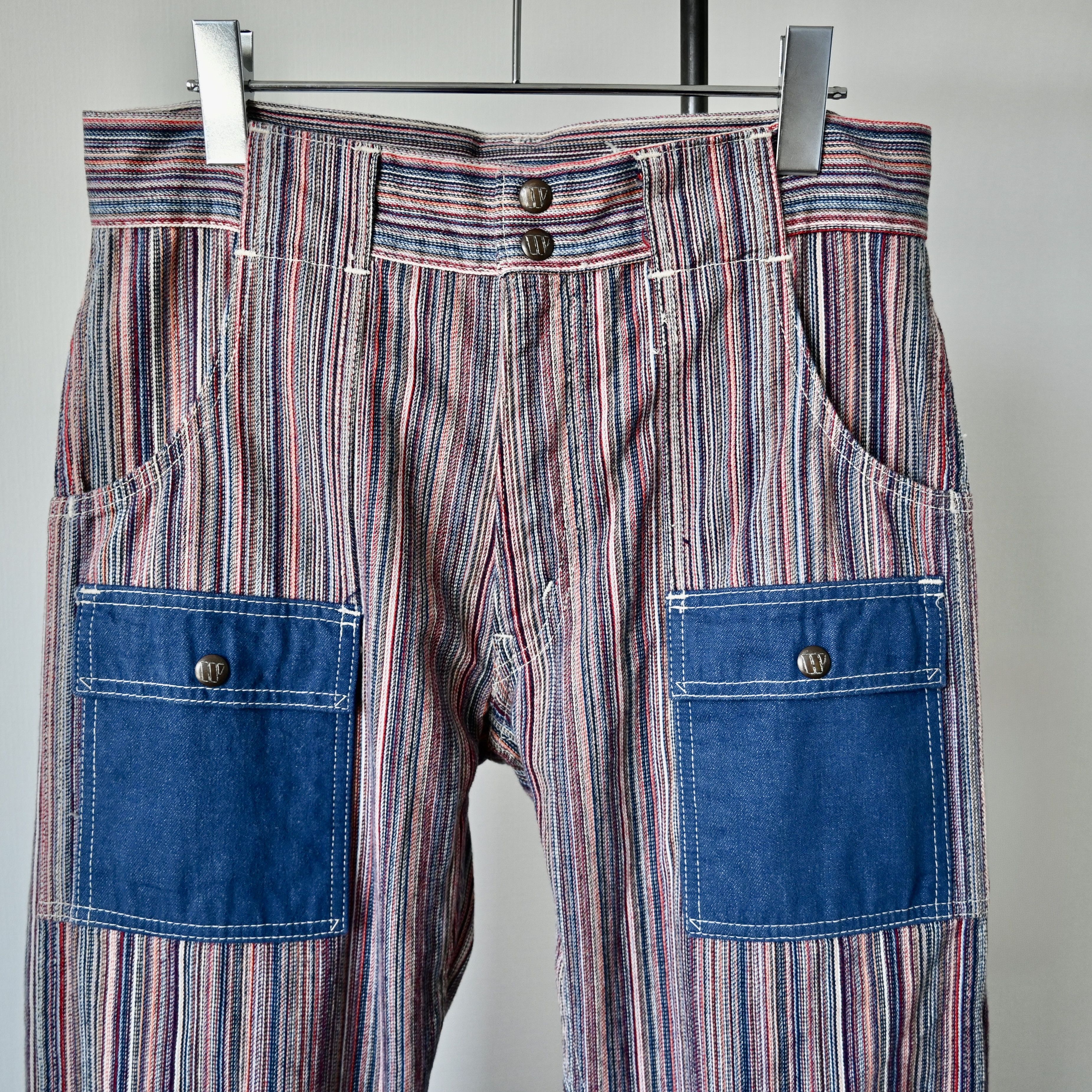 Warehouse & Co. DUBBLE WORKS 1970s Lee inspired striped cotton bush jeans Size US 31 - 3 Thumbnail