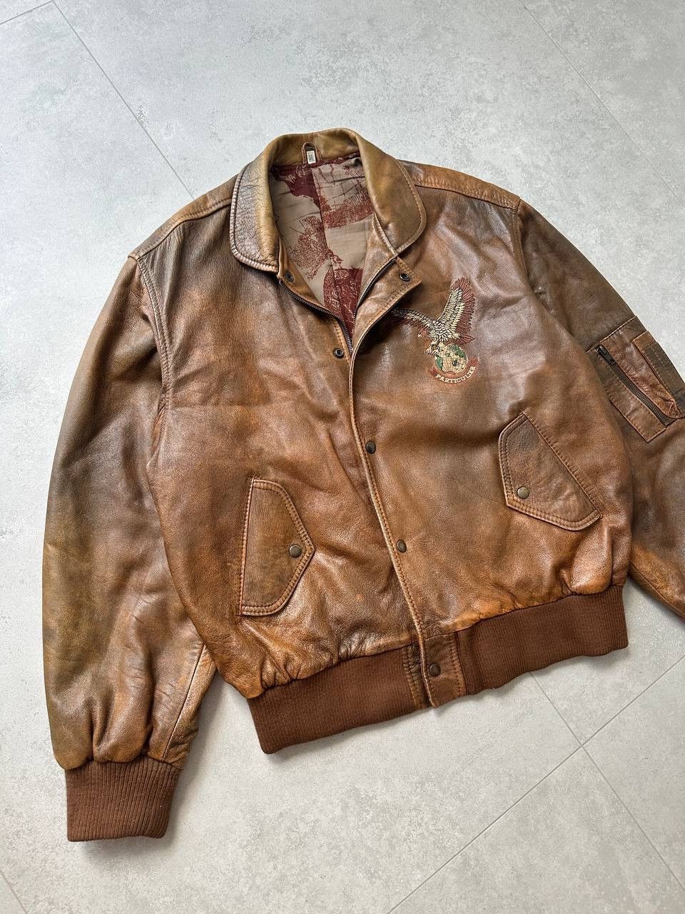 Vintage Vintage PARTICULIER AIR FORCE Leather Aviator Bomber Jacket Size US L / EU 52-54 / 3 - 4 Thumbnail