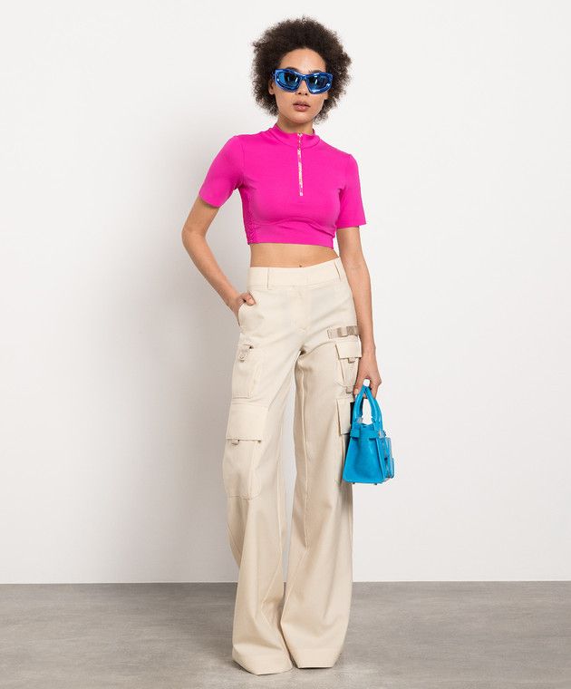 Off-White o1y1125 Crop Top in Fuchsia Size S / US 4 / IT 40 - 2 Thumbnail