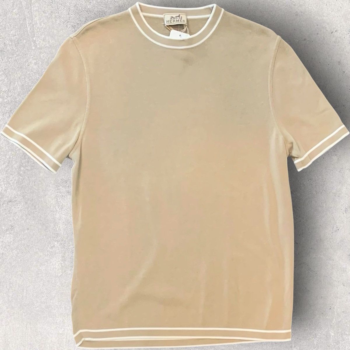 Hermes Hermes Beige Tipping T Shirt Size US S / EU 44-46 / 1 - 1 Thumbnail