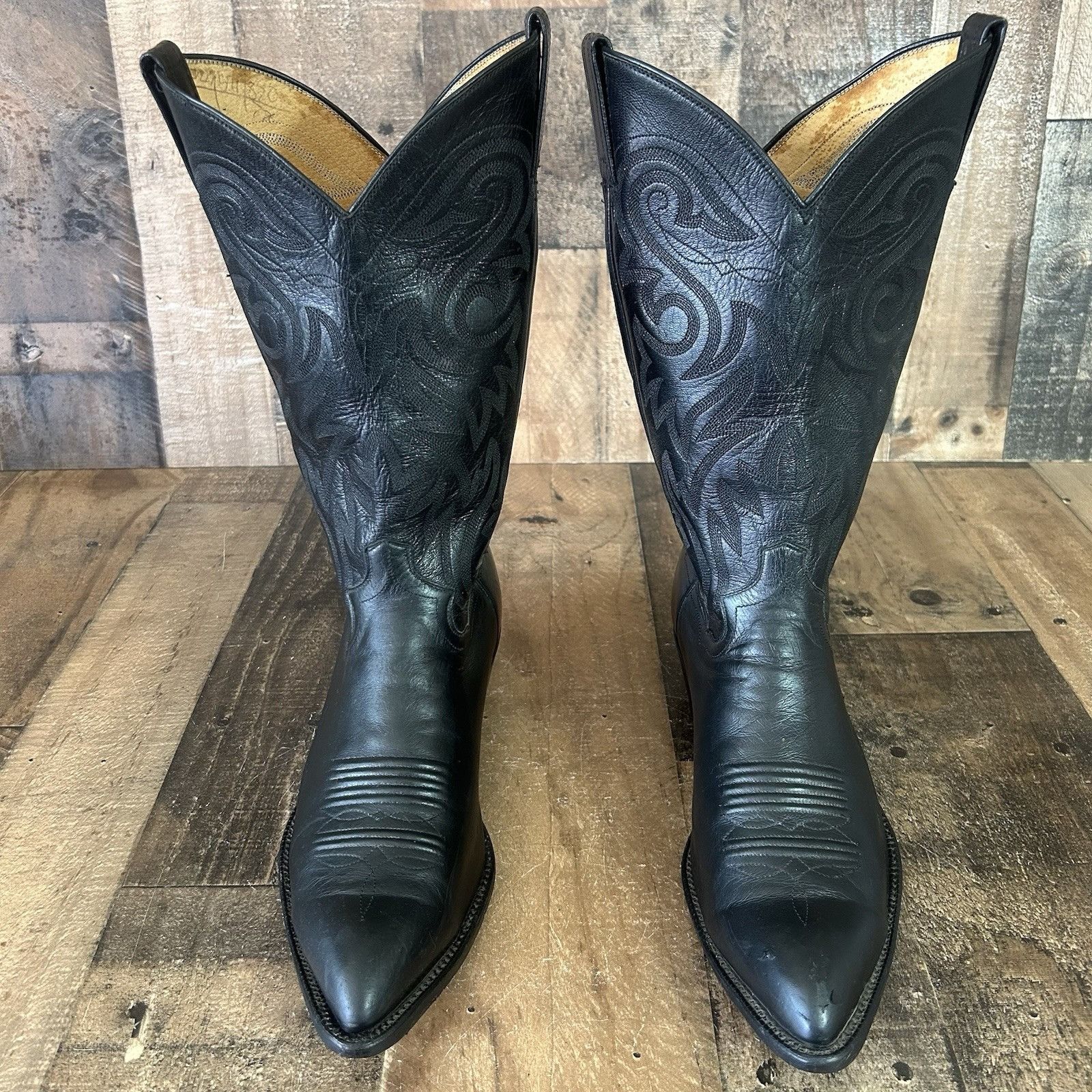 Panhandle Slim Panhandle Slim Vintage Classic Black Cowboy Boots Mens 10 EE Size US 10 / EU 43 - 1 Thumbnail