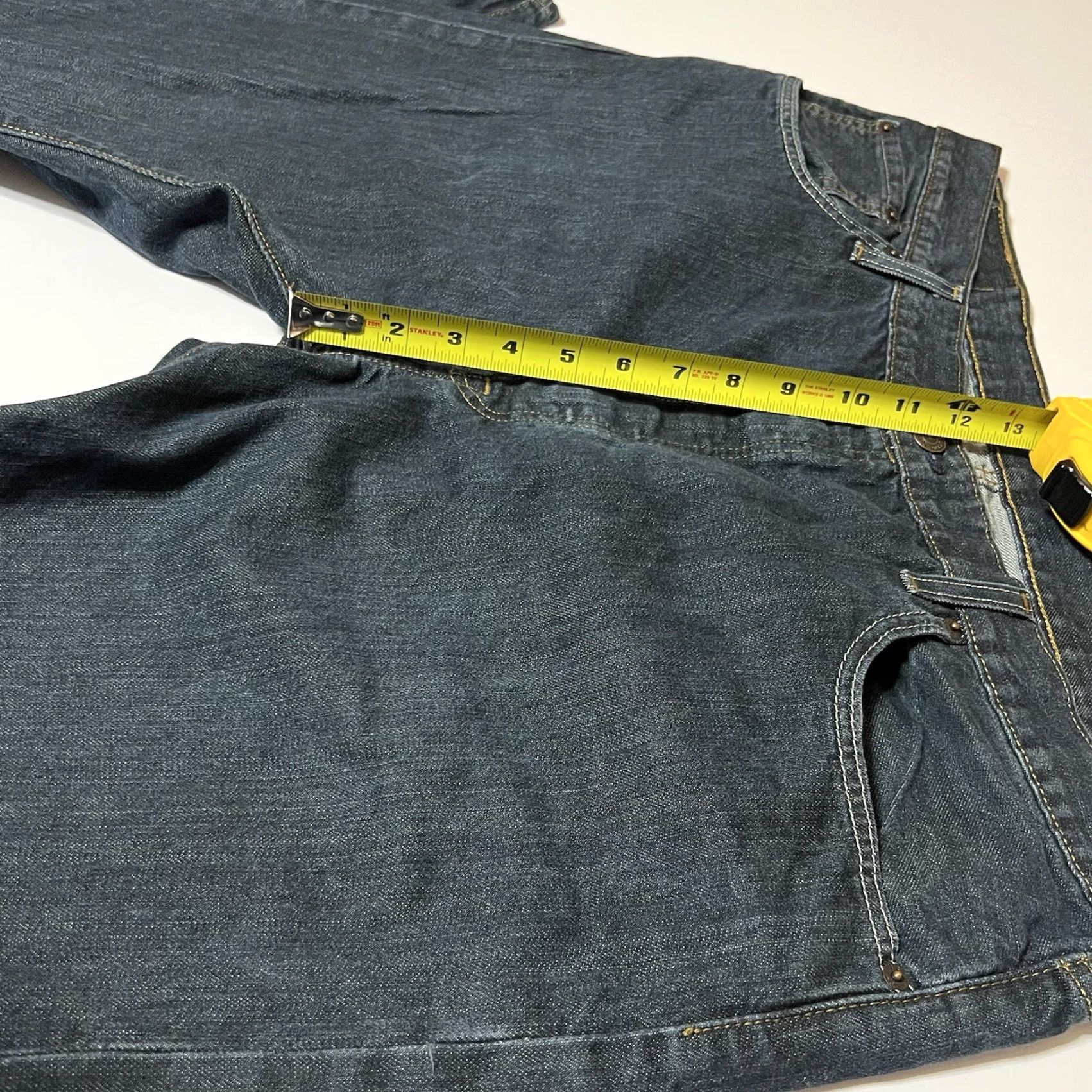 Levi's Levi's 501 Jeans Mens 40x32 Dark Wash Button Fly Straight Leg Denim Cotton Regular Inseam 32 Size US 40 / EU 56 - 4 Thumbnail
