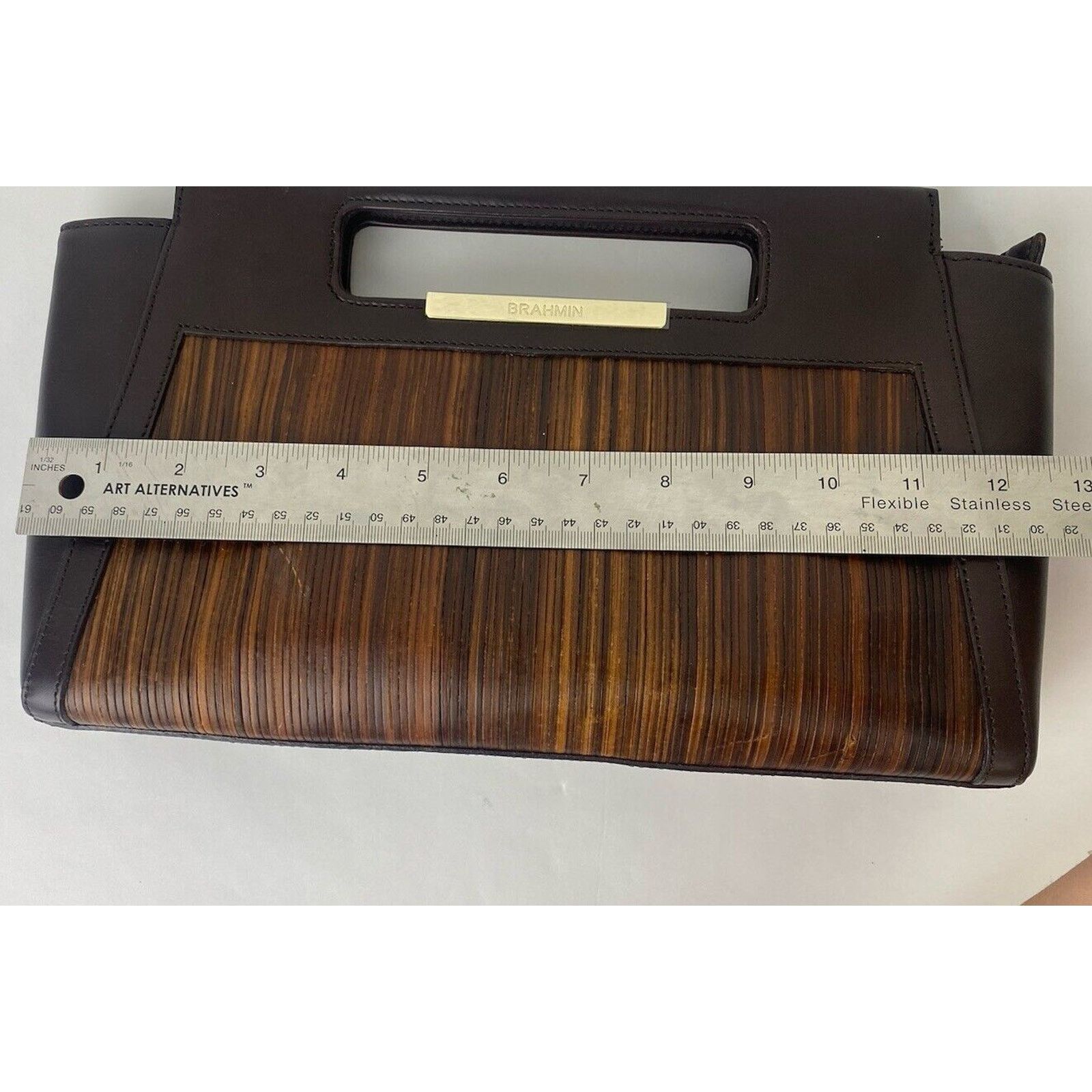 BRAHMIN NWT Brahmin Lenox Brown Balsa Textured Leather Clutch Purse Size ONE SIZE - 19 Thumbnail