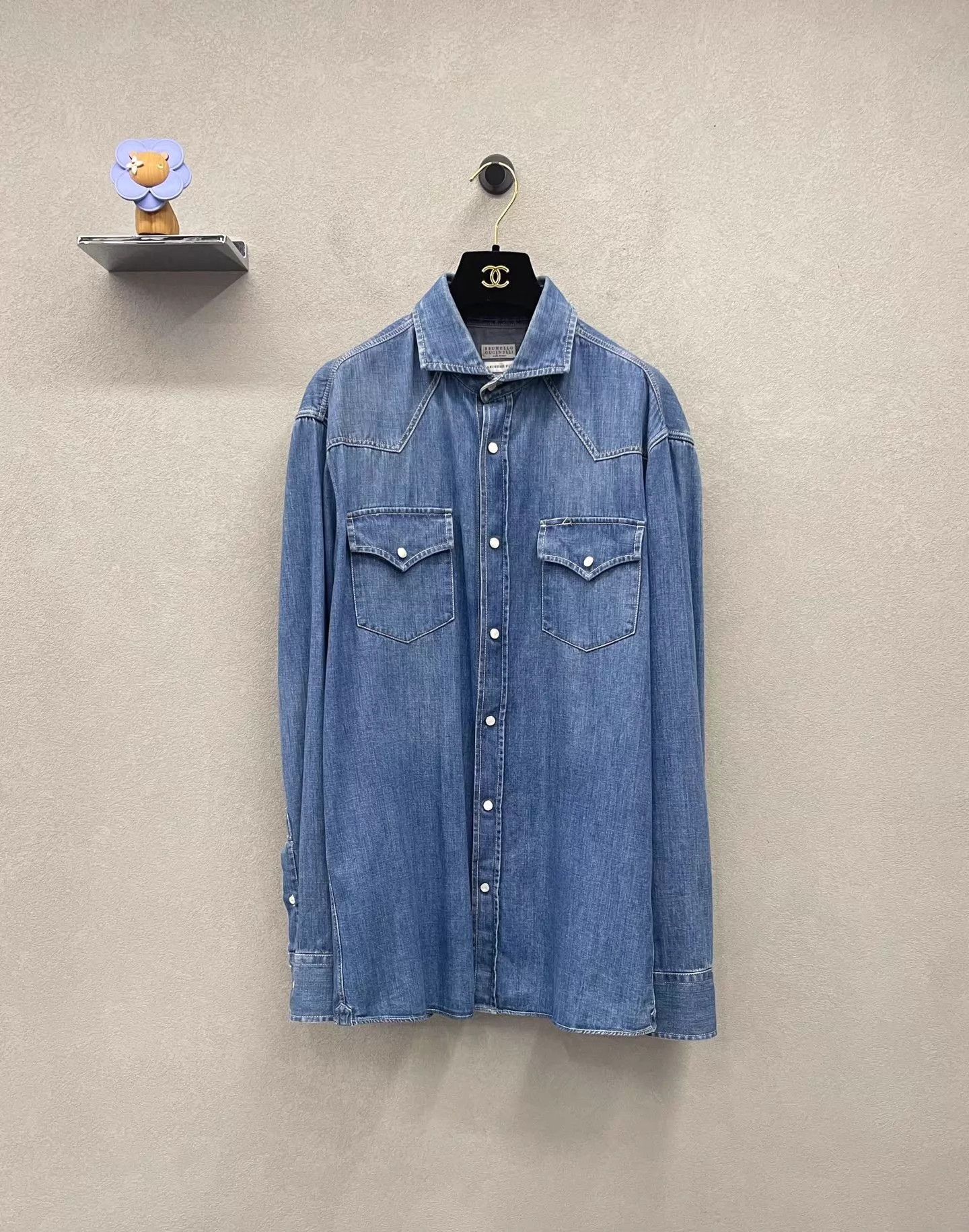 Brunello Cucinelli BC Blue Pocket LS Shirt XL (Bust 112) Casual Retro Size US XL / EU 56 / 4 - 1 Thumbnail