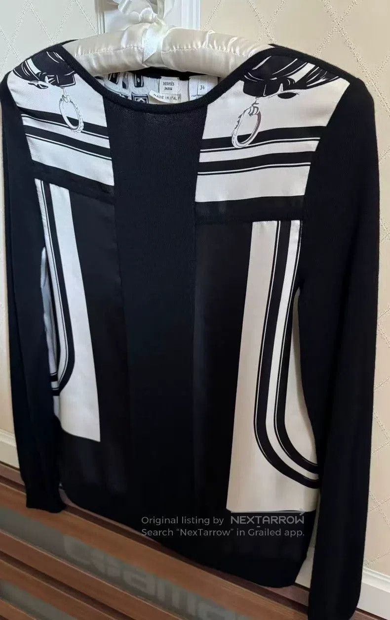 Hermes Hermes Silk and wool blend knit sweater, black and white c Size XXS / US 00 / IT 34 - 1 Thumbnail