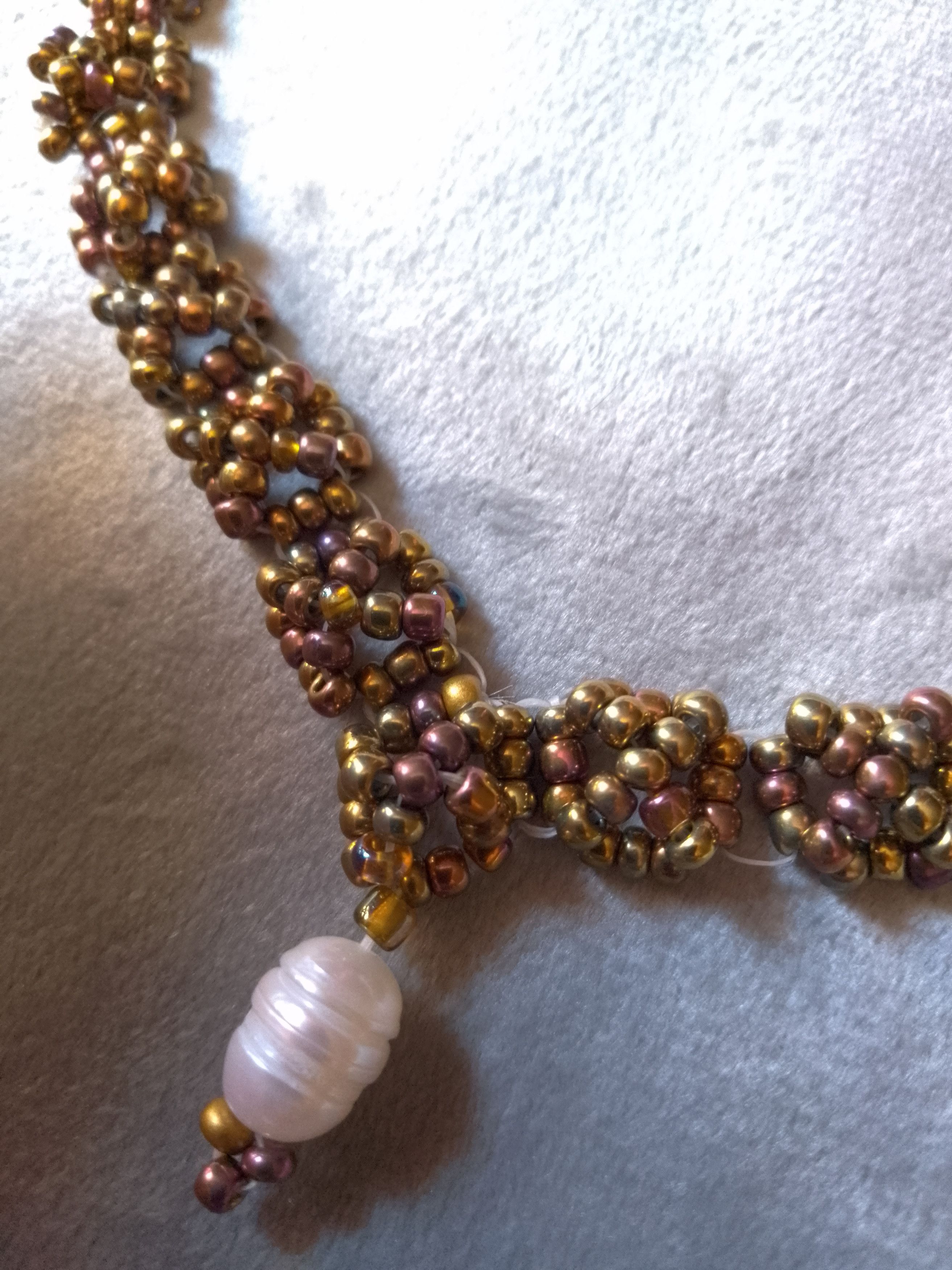 Handmade Elegant necklace natural freshwater pearls Golden Ivory Size ONE SIZE - 3 Thumbnail
