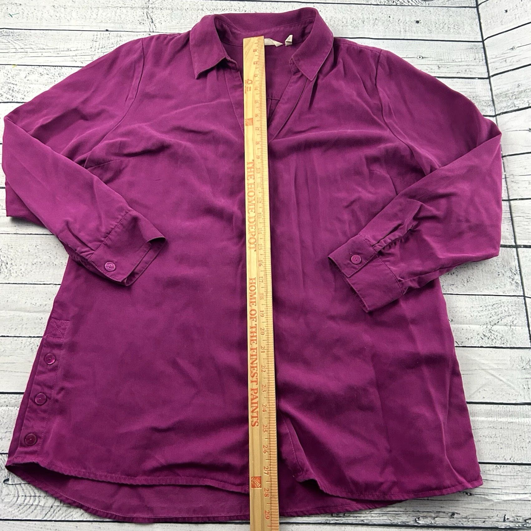 Soft Surroundings Soft Surroundings Shirt Women's Large Purple Long Sleeve Button-Up Tencel Size L / US 10 / IT 46 - 4 Thumbnail