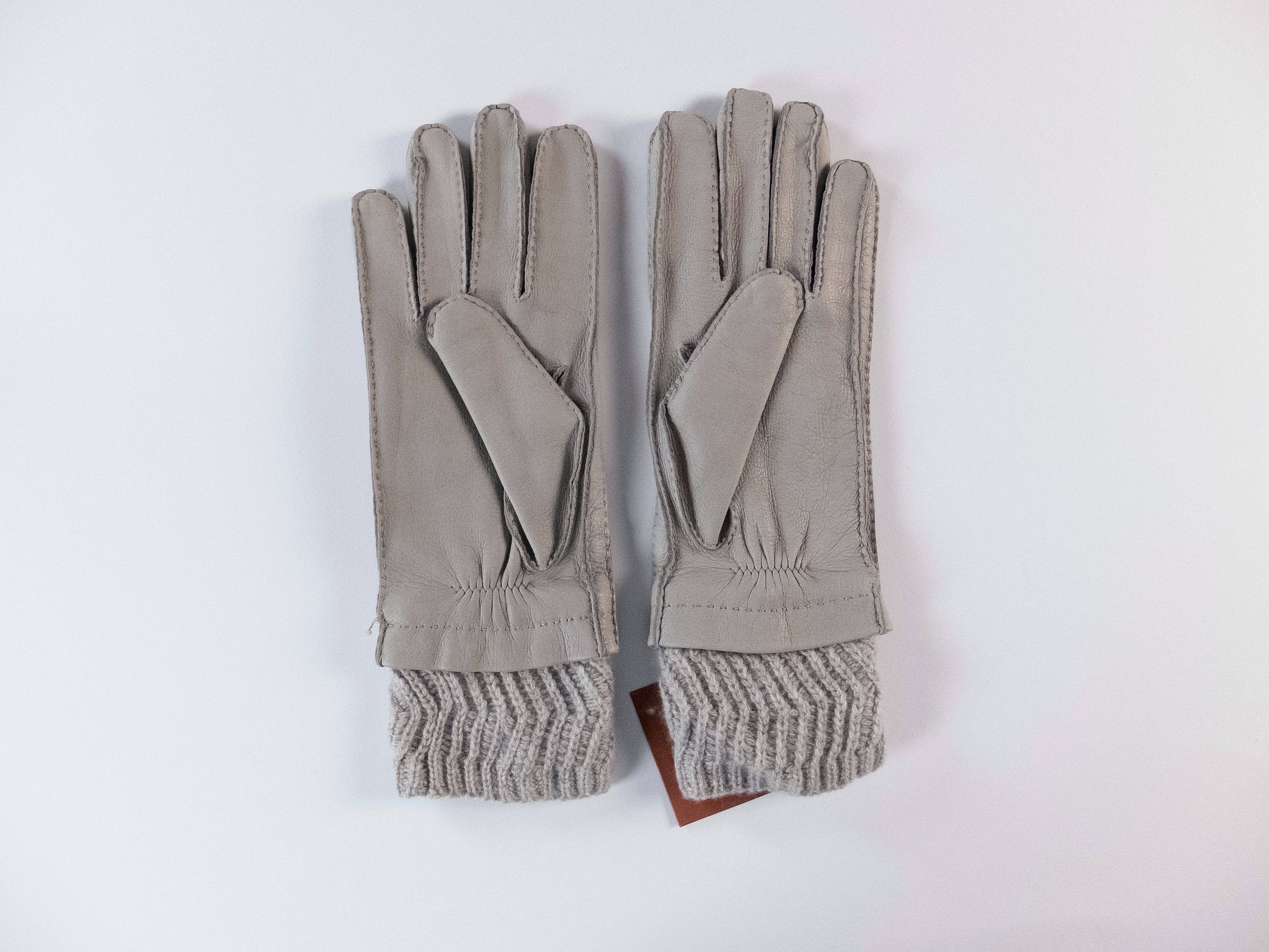 Loro Piana LORO PIANA gray deer leather & baby cashmere gloves Medium Size ONE SIZE - 5 Thumbnail