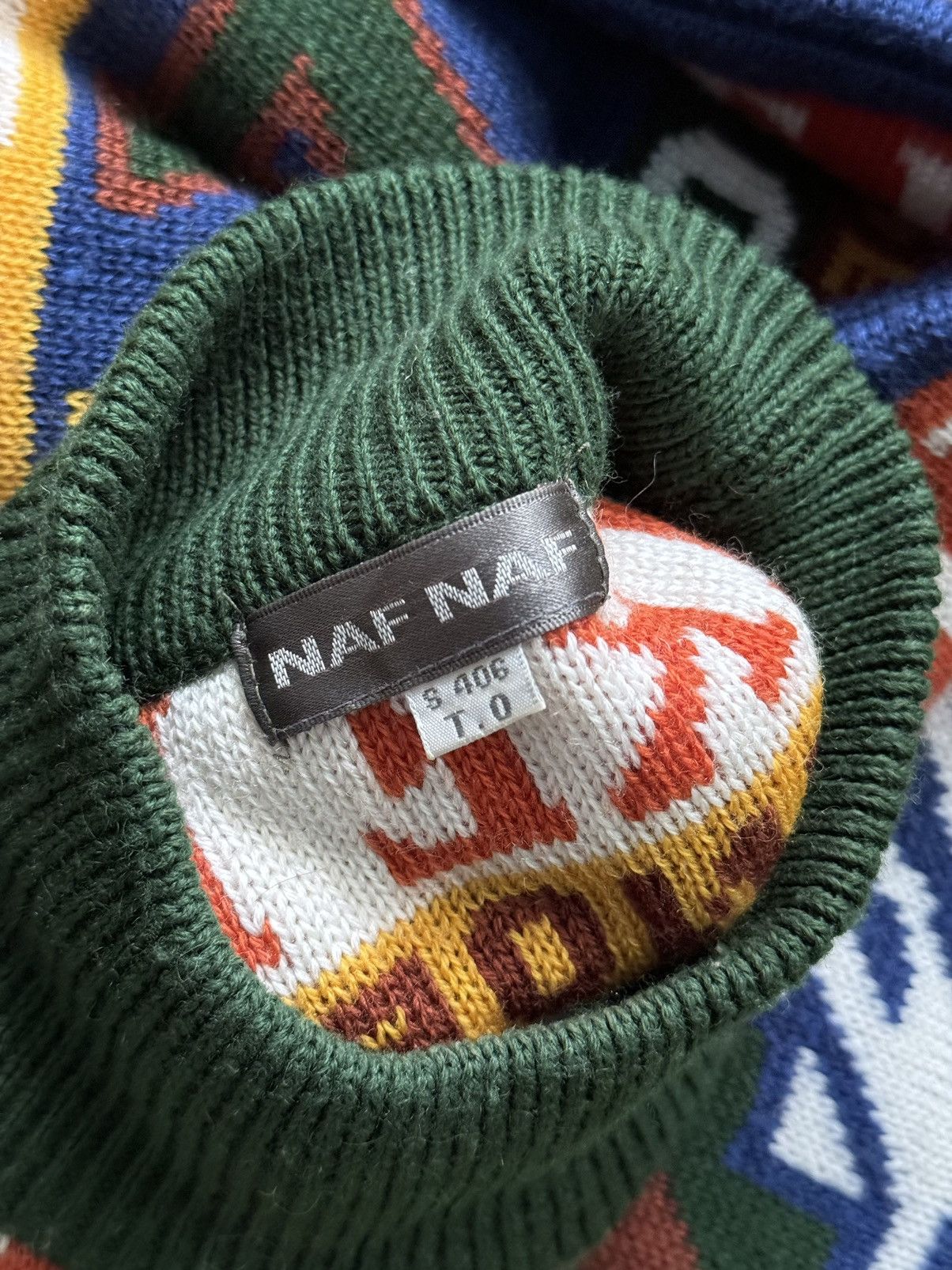 Japanese Brand × Vintage Naf Naf 1990s vintage embroidery coloured sweater Size US L / EU 52-54 / 3 - 4 Thumbnail