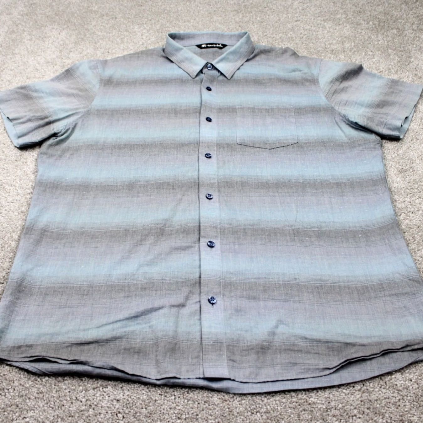 TravisMathew Travis Mathew Shirt Mens XL Blue/Gray Gradient Cotton/Polyester S/S Button Up Shirt Size US XL / EU 56 / 4 - 2 Thumbnail