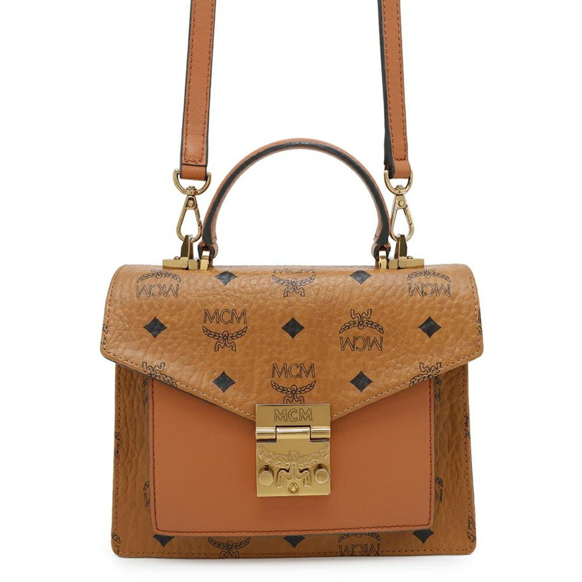 MCM Handbag Tracy Visetos Monogram Small Mwe8Apa69Co001 2Way Shoulder Bag in Brown, Women's