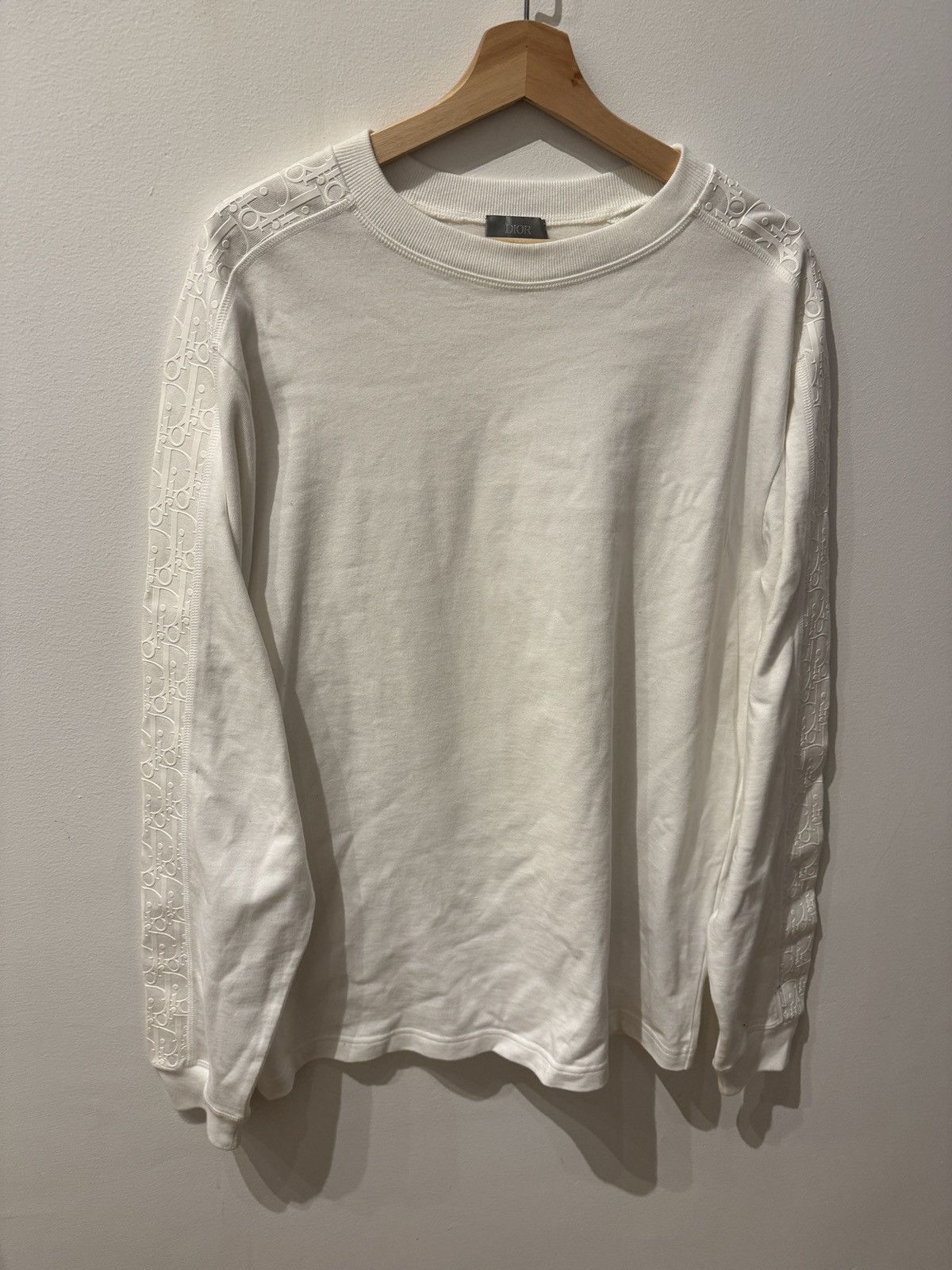 Dior Dior White Oblique Sleeve Longsleeve T-Shirt Size US L / EU 52-54 / 3 - 1 Thumbnail