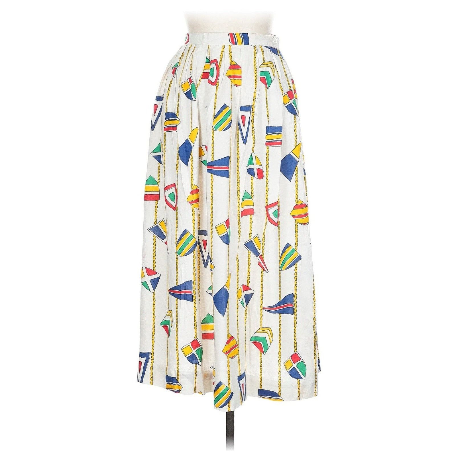 JH collectibles White Sailboat Nautical Print Midi Skirt 12