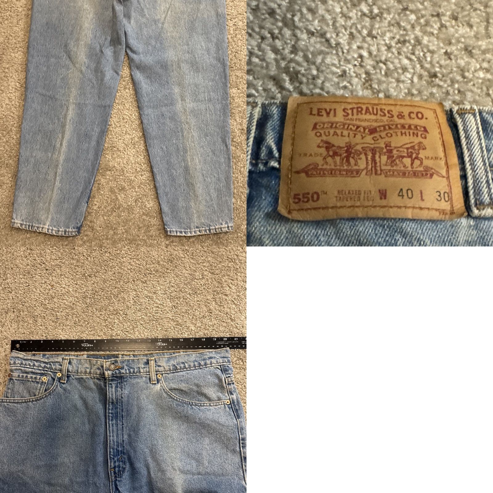 Levi's VINTAGE Levi’s 550 Tapered Jeans Men 40 Light Blue Denim 30 Inseam 90s Relaxed Fit 40x30 Jeans Size US 40 / EU 56 - 9 Thumbnail