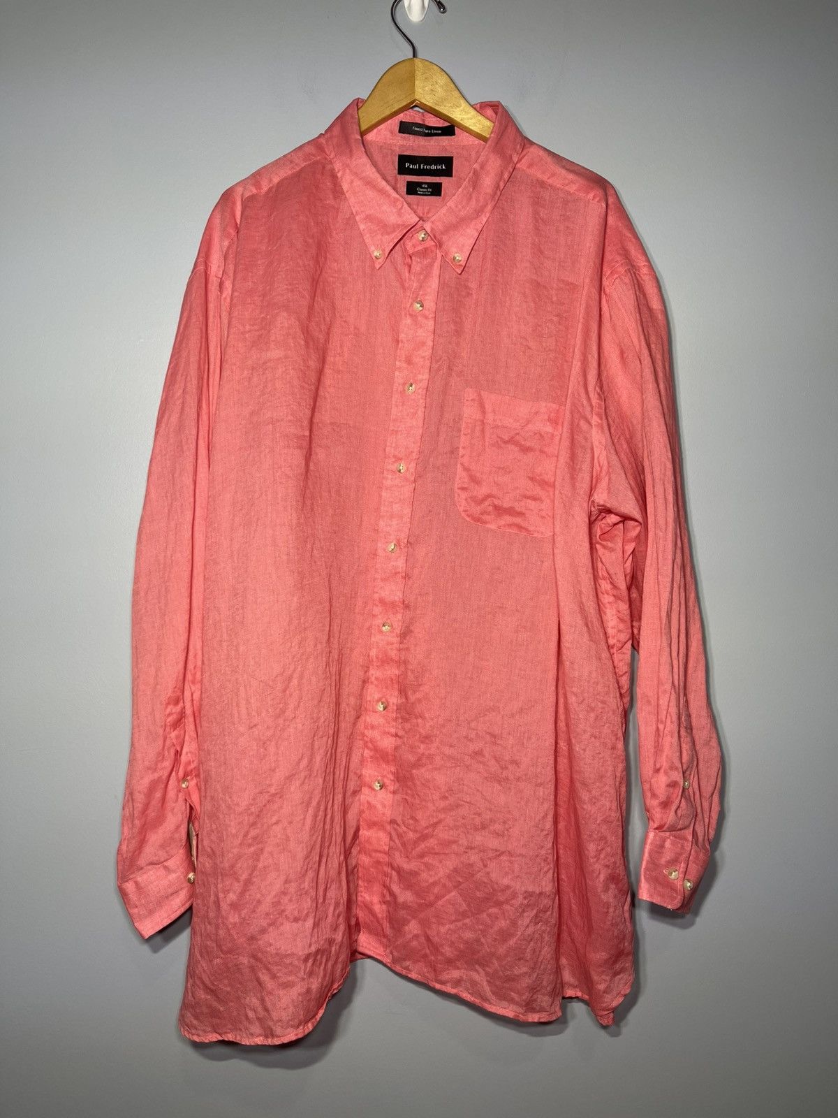 Paul Fredrick Paul Fredrick Linen Shirt Men’s 4XL Pink Button down classic Size US XXL / EU 58 / 5 - 2 Thumbnail