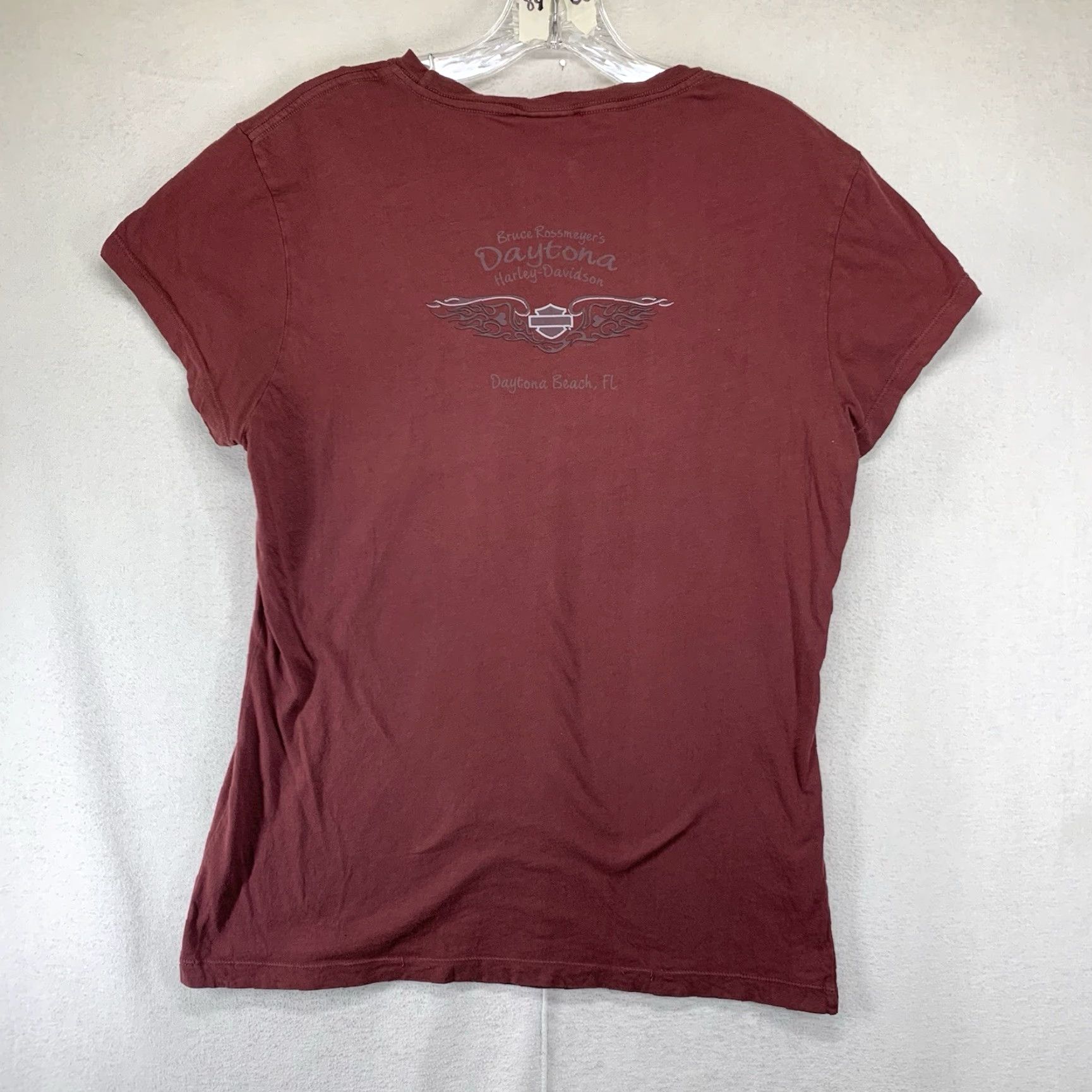 Harley Davidson Harley-Davidson Women's T-Shirt Large Casual Graphic Skull Sword Rusty Red Cotton Basic Summer Fall Spring Winter Size L / US 10 / IT 46 - 3 Thumbnail