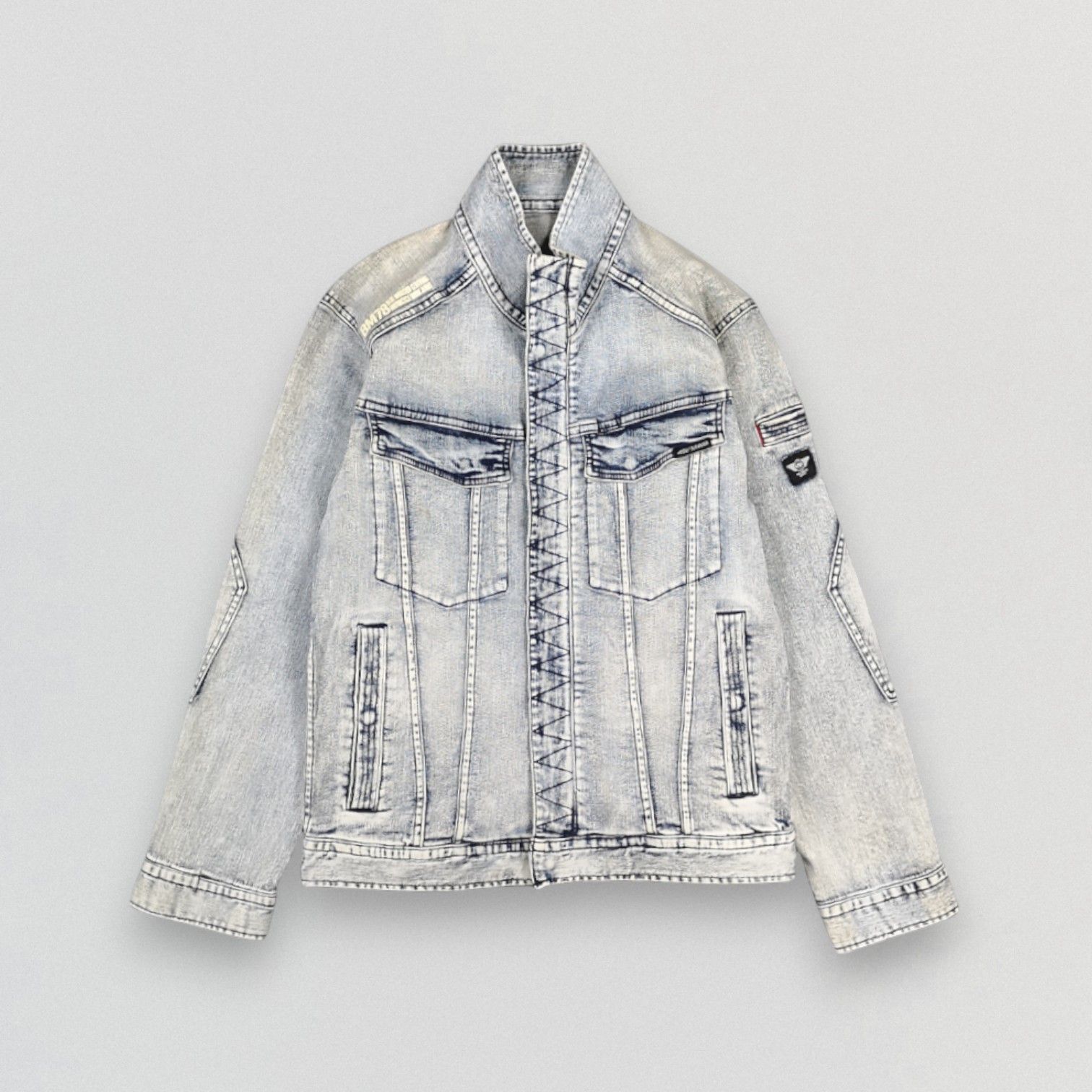 Japanese Brand Blue Monster Faded Blue Denim Trucker Jacket