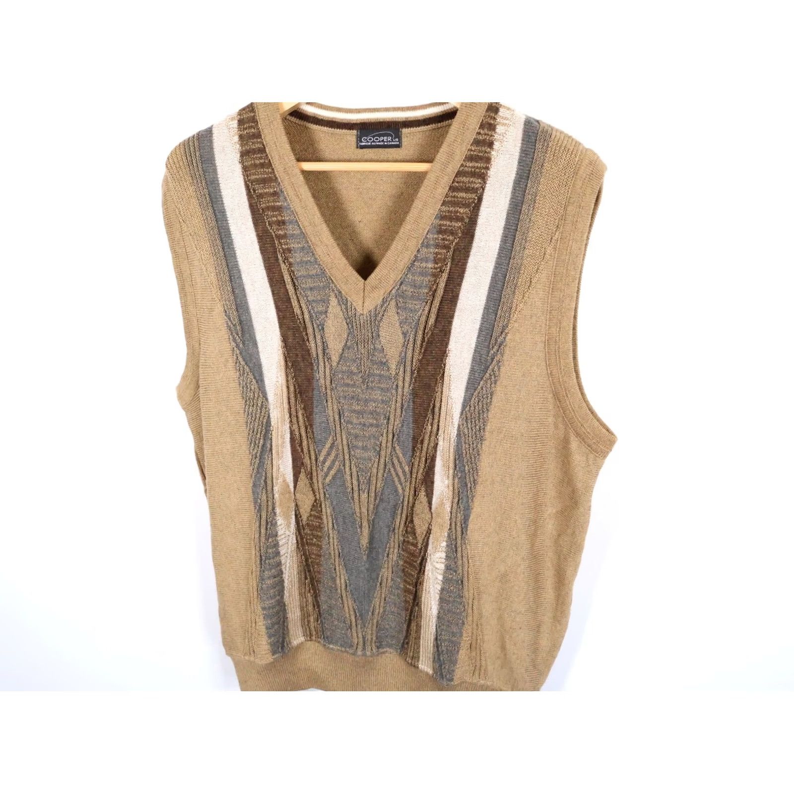 Vintage VINTAGE Cooper Sweater Vest Men's Large Brown Gray V-Neck Knit VTG Size US L / EU 52-54 / 3 - 7 Thumbnail