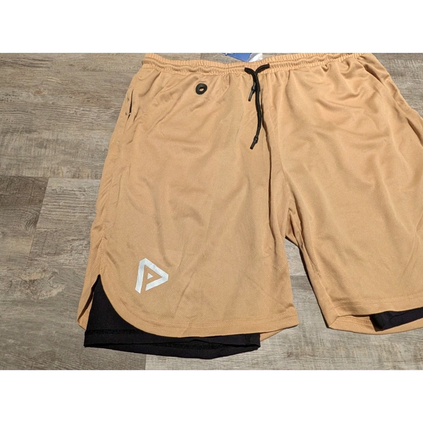 Vintage Pinkbomb 2 in 1 Running Shorts Mens Khaki NWT Lined Stretch Size 3XL NEW Size US 39 - 2 Thumbnail